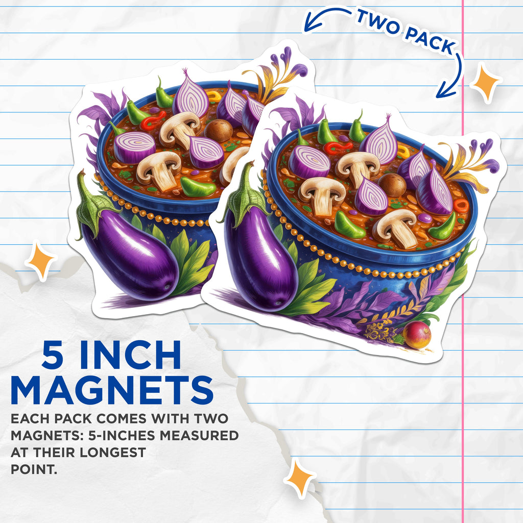 (2 Pack) Hearty Vegetable Stew Magnets - Whimsical Kitchen Decor - Gourmet Foodie Chef Fridge Art - Home Cook Idea - 5 Inches On Longest Side - Thick Durable Magnet - Made in USA - MAG36236