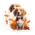 (2 Pack) Happy Beagle Dog Magnets - Autumn Fall Leaves Decor - Cute Pet Refrigerator Accessory - 5 Inches On Longest Side - Thick Durable Magnet - Made in USA - MAG24374