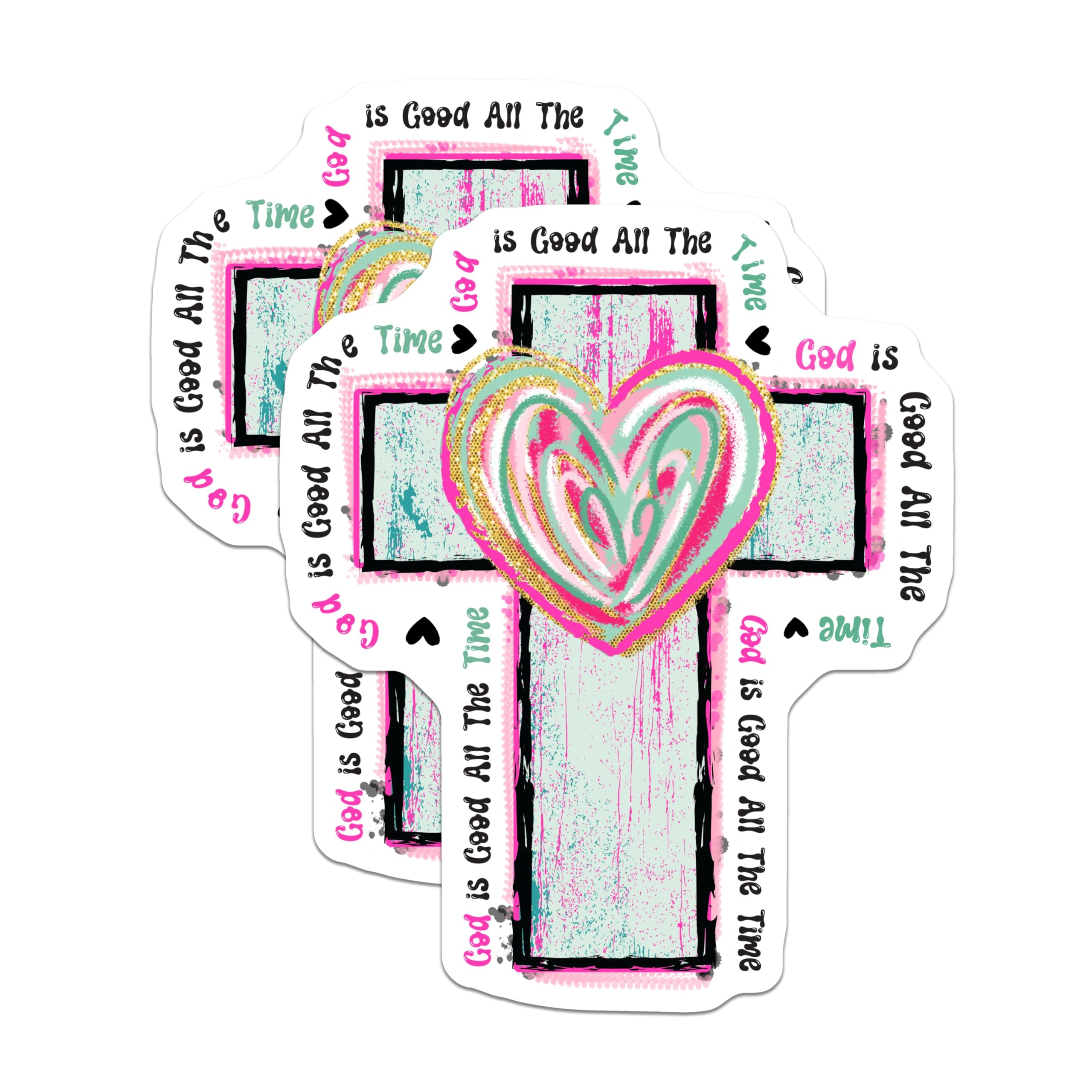 (2 Pack) God is Good All The Time Magnets - Christian Cross Art - Faith Inspiration Decor - Religious Fridge Accessories - 5 Inches On Longest Side - Thick Durable Magnet - Made in USA - MAG29355