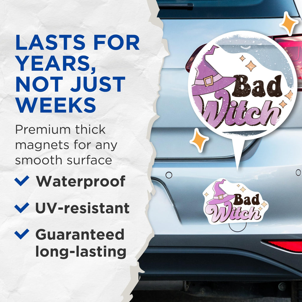 (2 Pack) Bad Witch Magnets - Halloween Witchy Vibes - 5 Inches On Longest Side - Premium Magnet - for Cars, Refrigerators, Toolboxes - Made in USA - MAG2194
