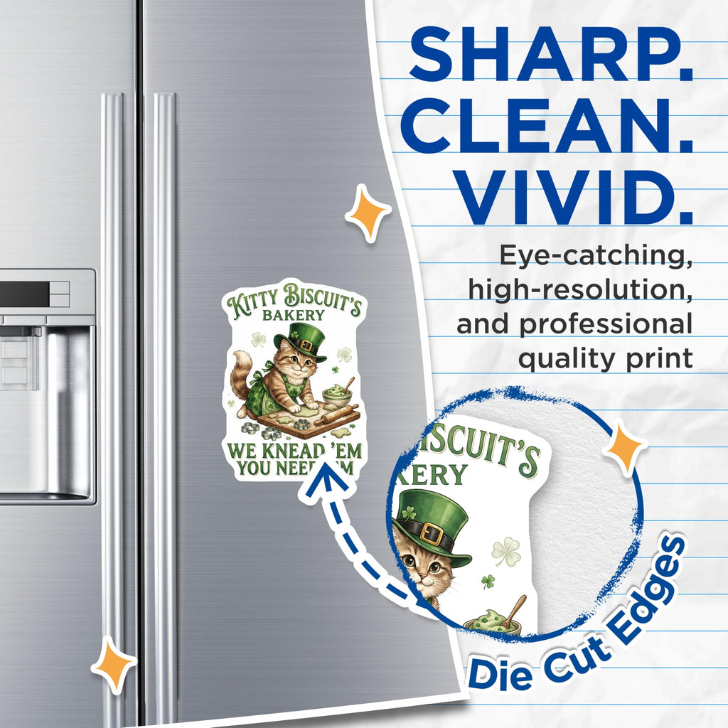 (2 Pack) Cat Bakery Magnets - Irish Cat - Kitty Biscuit's - Saint Patrick's Day - 5" On Longest Side - Premium Magnet - for Cars, Refrigerators, Toolboxes, Lockers - Made in USA - MAG16113