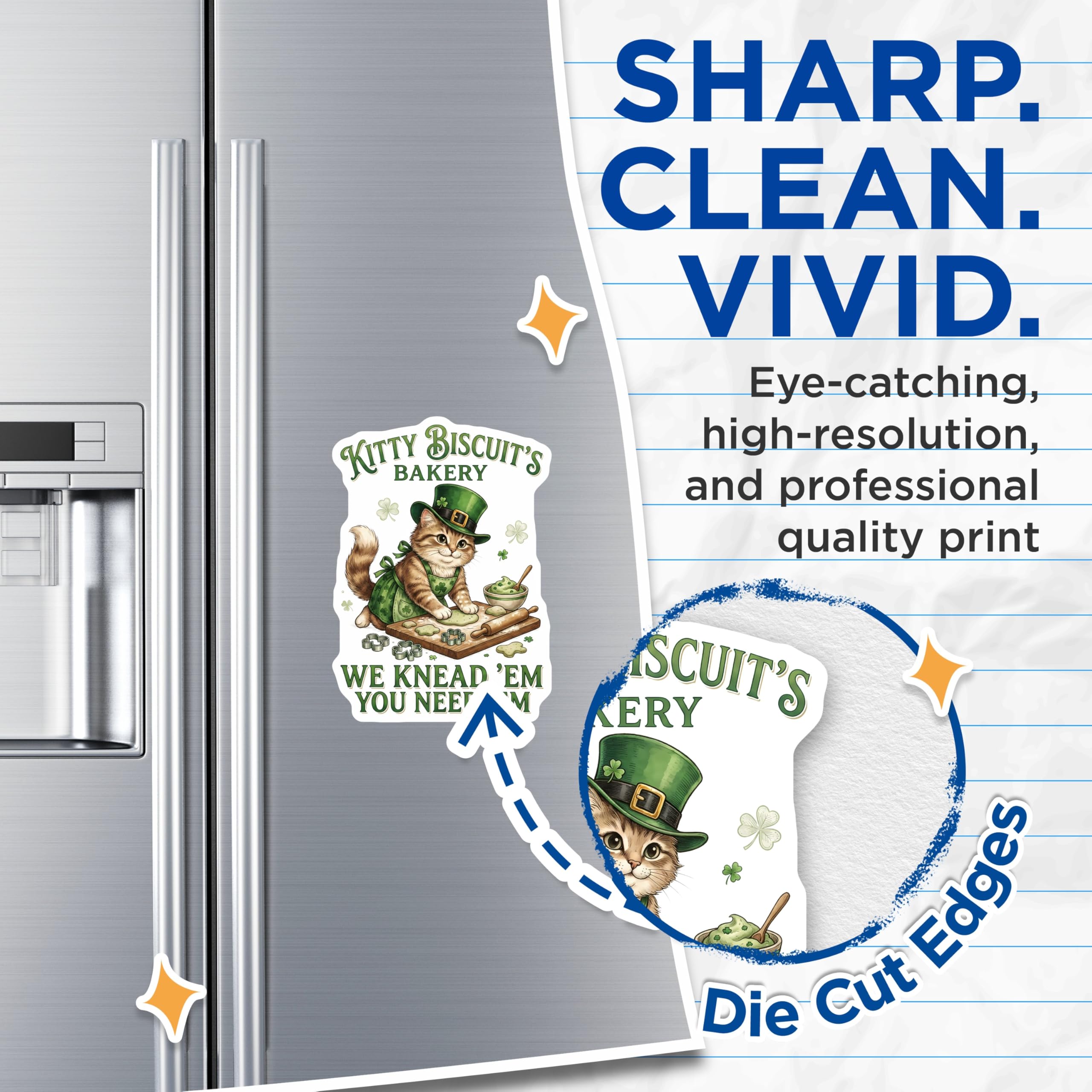 (2 Pack) Cat Bakery Magnets - Irish Cat - Kitty Biscuit's - Saint Patrick's Day - 5" On Longest Side - Premium Magnet - for Cars, Refrigerators, Toolboxes, Lockers - Made in USA - MAG16113