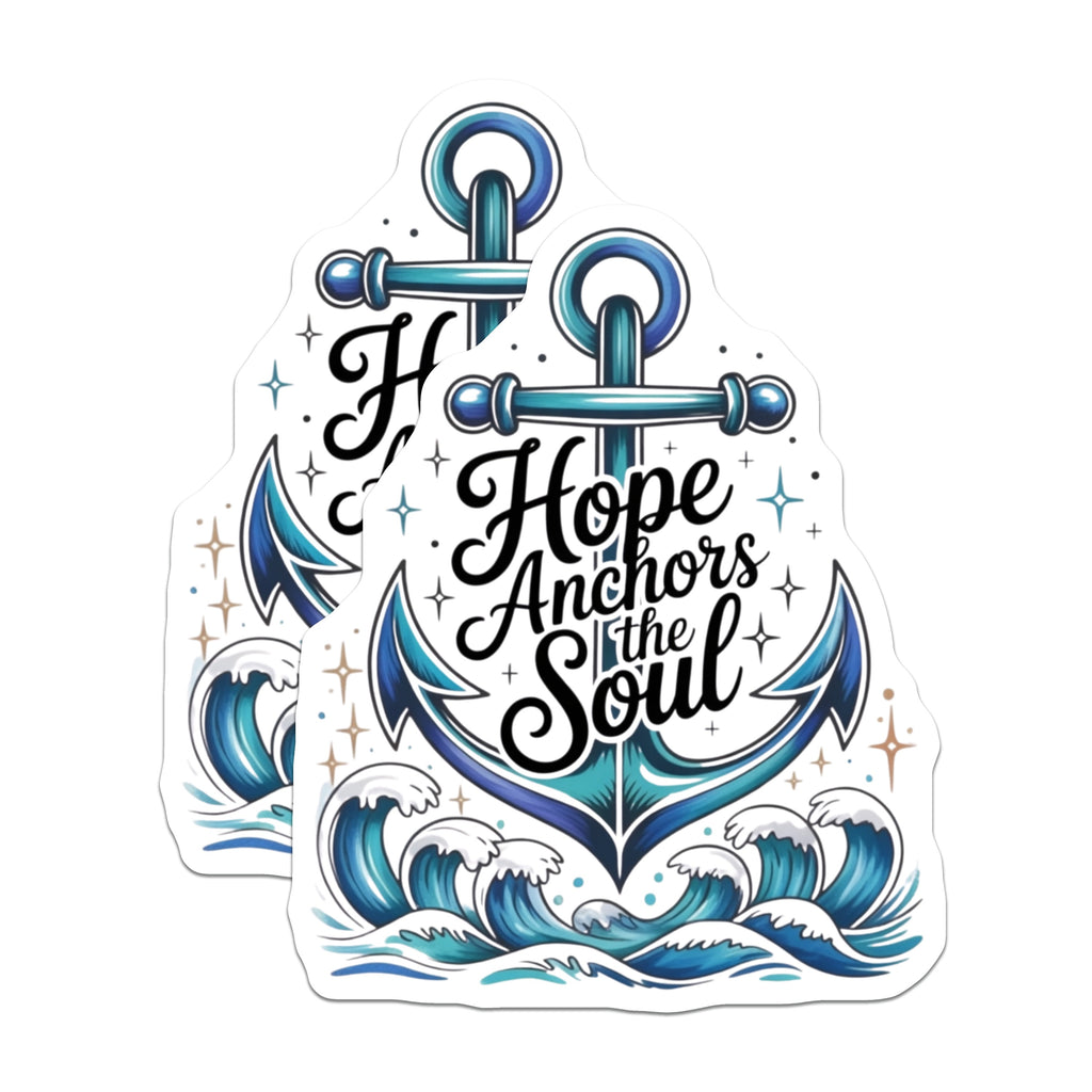 (2 Pack) Hope Anchors the Soul Magnets - Inspirational Christian Message - Ocean Refrigerator Locker Decor - 5 Inches On Longest Side - Thick Durable Magnet - Made in USA - MAG37180