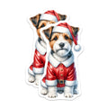 (2 Pack) Santa Dog Magnets - Christmas Pet Decor - Terrier Puppy Refrigerator Magnets - 5 Inches On Longest Side - Thick Durable Magnet - Made in USA - MAG29135