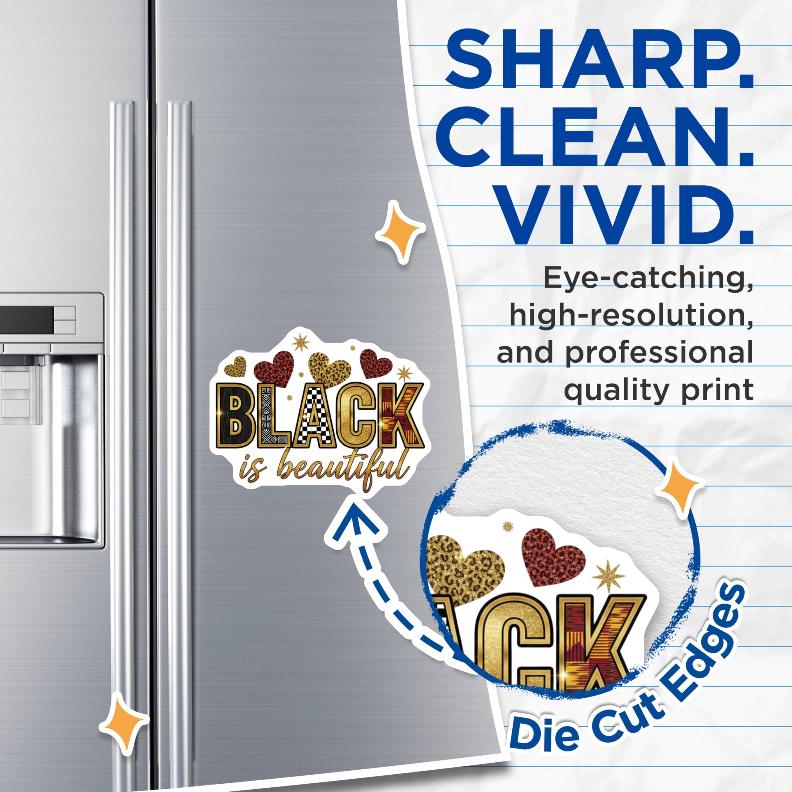 (2 Pack) Black is Beautiful Magnets - African American Art - Inspirational Decor - 5" On Longest Side - Premium Magnet - for Cars, Refrigerators, Toolboxes, Lockers - Made in USA - MAG16516