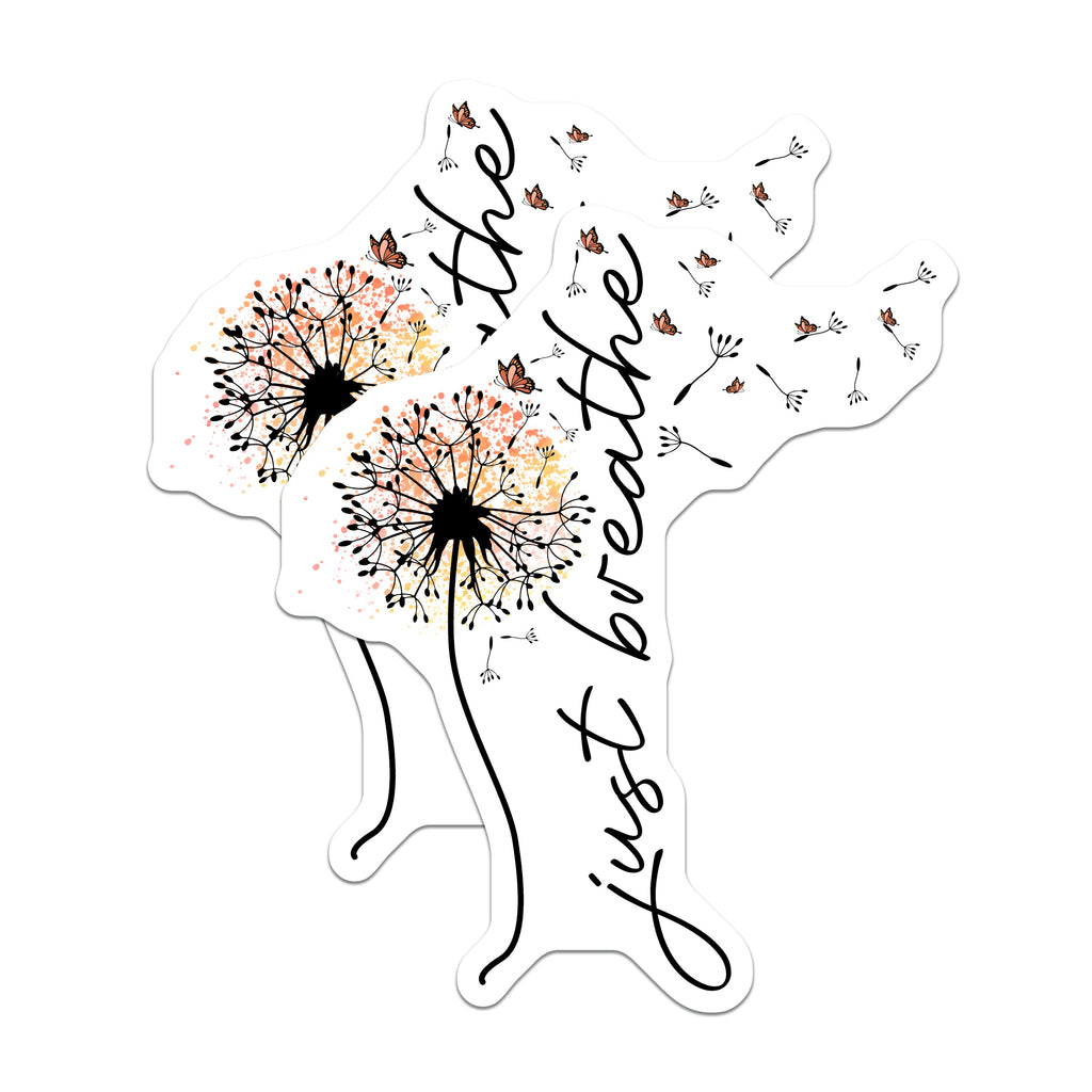 (2 Pack) Just Breathe Magnets - Dandelion Butterfly - Mindfulness Decor - Self Care Reminder - 5 Inches On Longest Side - Thick Durable Magnet - Made in USA - MAG39732