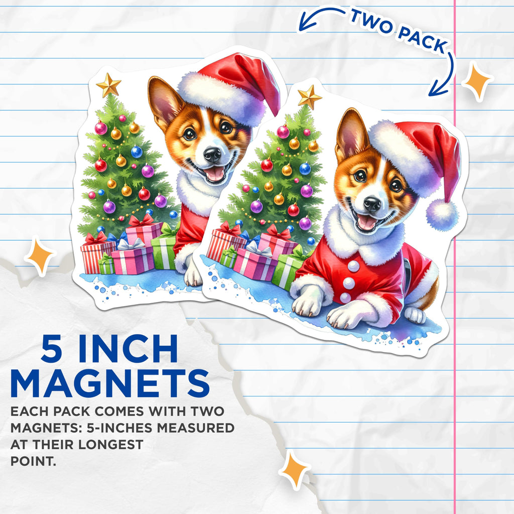 (2 Pack) Santa Corgi Magnets - Christmas Dog Decor - Holiday Fridge Accent - Corgi Lover Item - Festive Pet Present - 5 Inches On Longest Side - Thick Durable Magnet - Made in USA - MAG29118