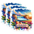 (3 Pack) Idaho Decals - Waterfall Art - Potato State Sticker- 3 Inches On Longest Side - Easy Peel & Apply - Made in USA - 3MCS5682