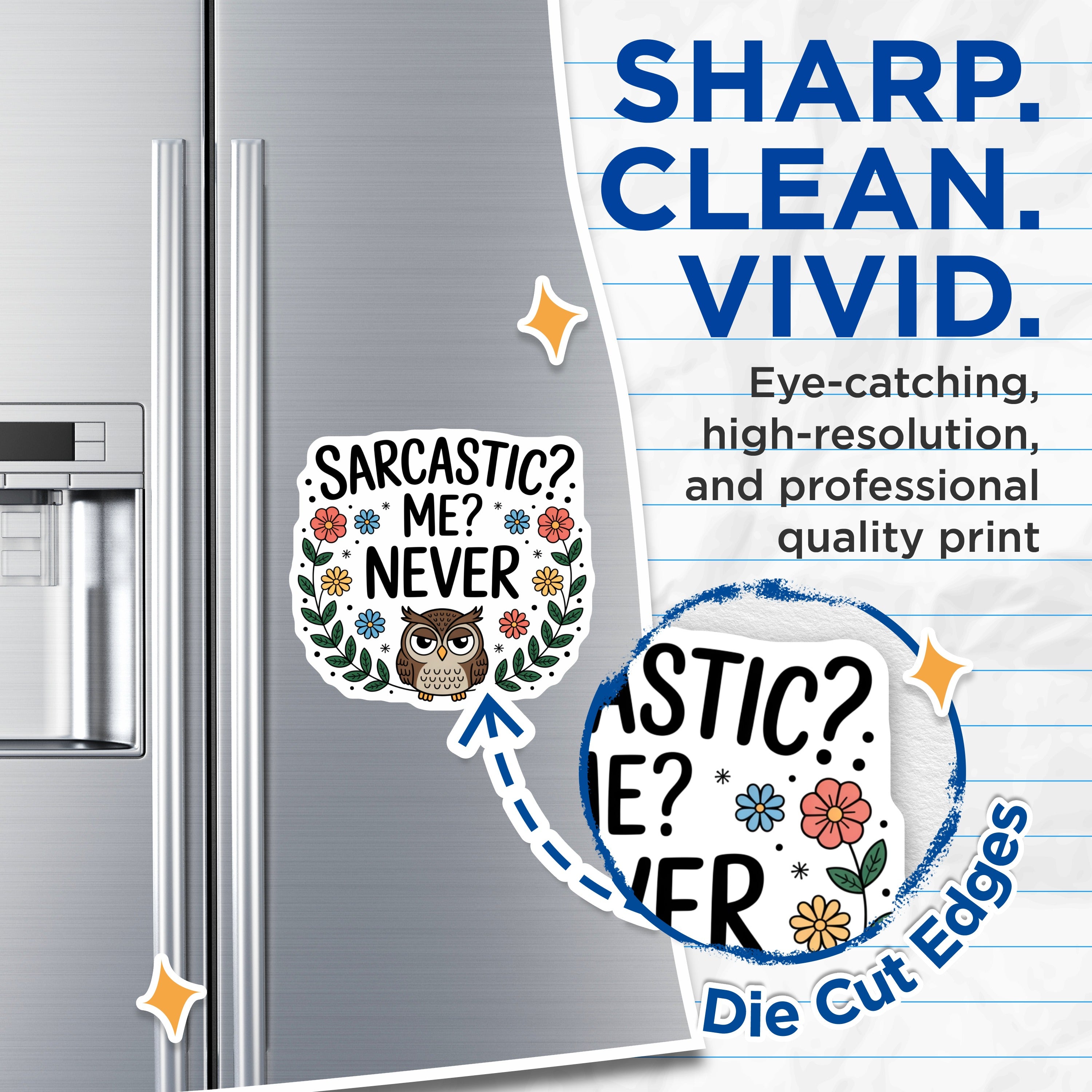 (2 Pack) Sarcastic Owl Magnets - Funny Quote Saying Refrigerator Locker Decor - Witty Humor Office Student - 5 Inches On Longest Side - Thick Durable Magnet - Made in USA - MAG39003