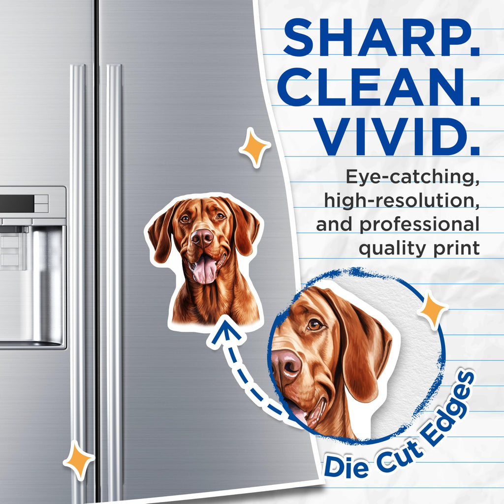 (2 Pack) Vizsla Dog Magnets - Vizsla Pet Owner Decor - Dog Mom Appreciation - Canine Portrait Art - Fridge Decor - 5 Inches On Longest Side - Thick Durable Magnet - Made in USA - MAG25450