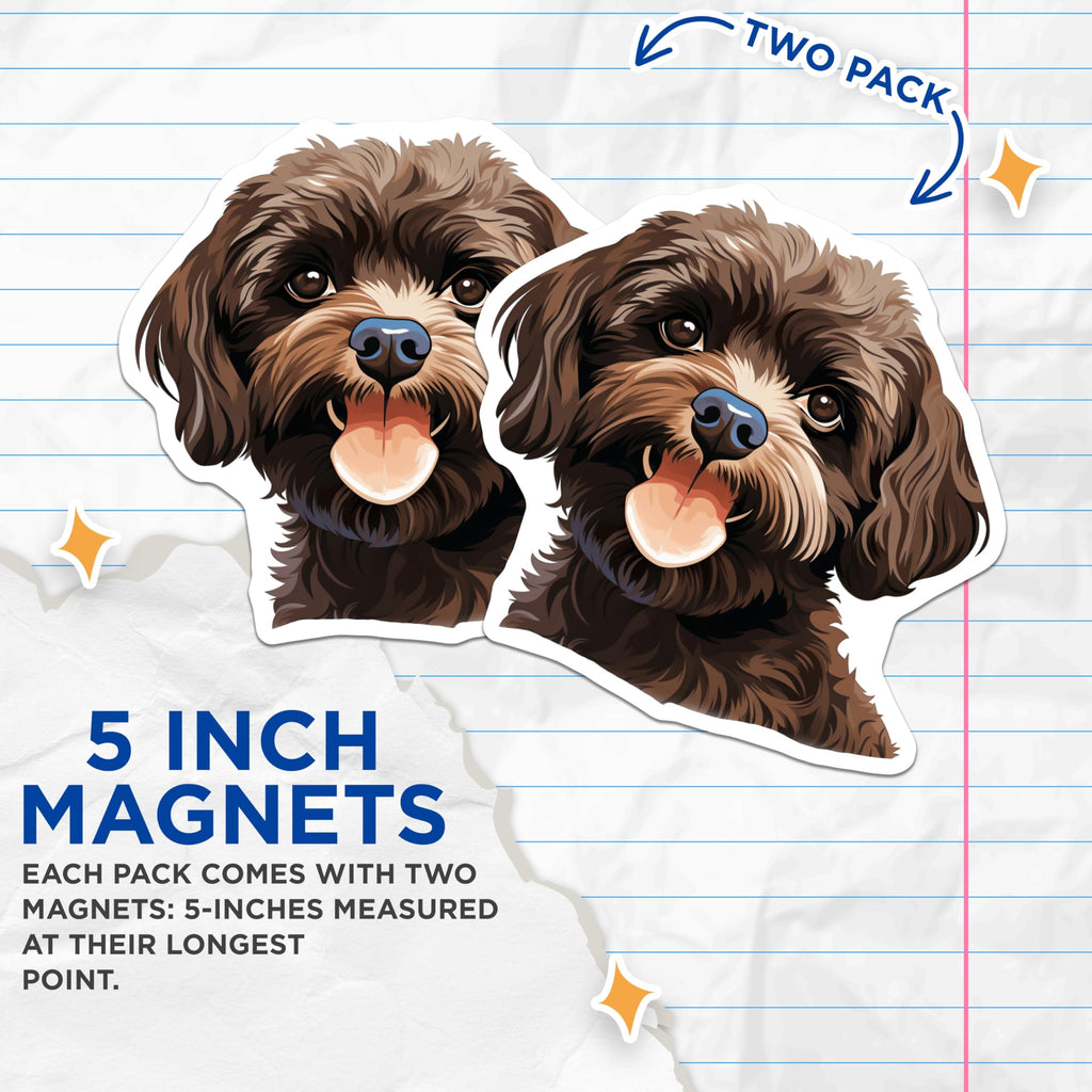(2 Pack) Cockapoo Puppy Magnets - Cute Dog Lover Decor - Pet Parent Fridge Accessory - 5 Inches On Longest Side - Thick Durable Magnet - Made in USA - MAG26222