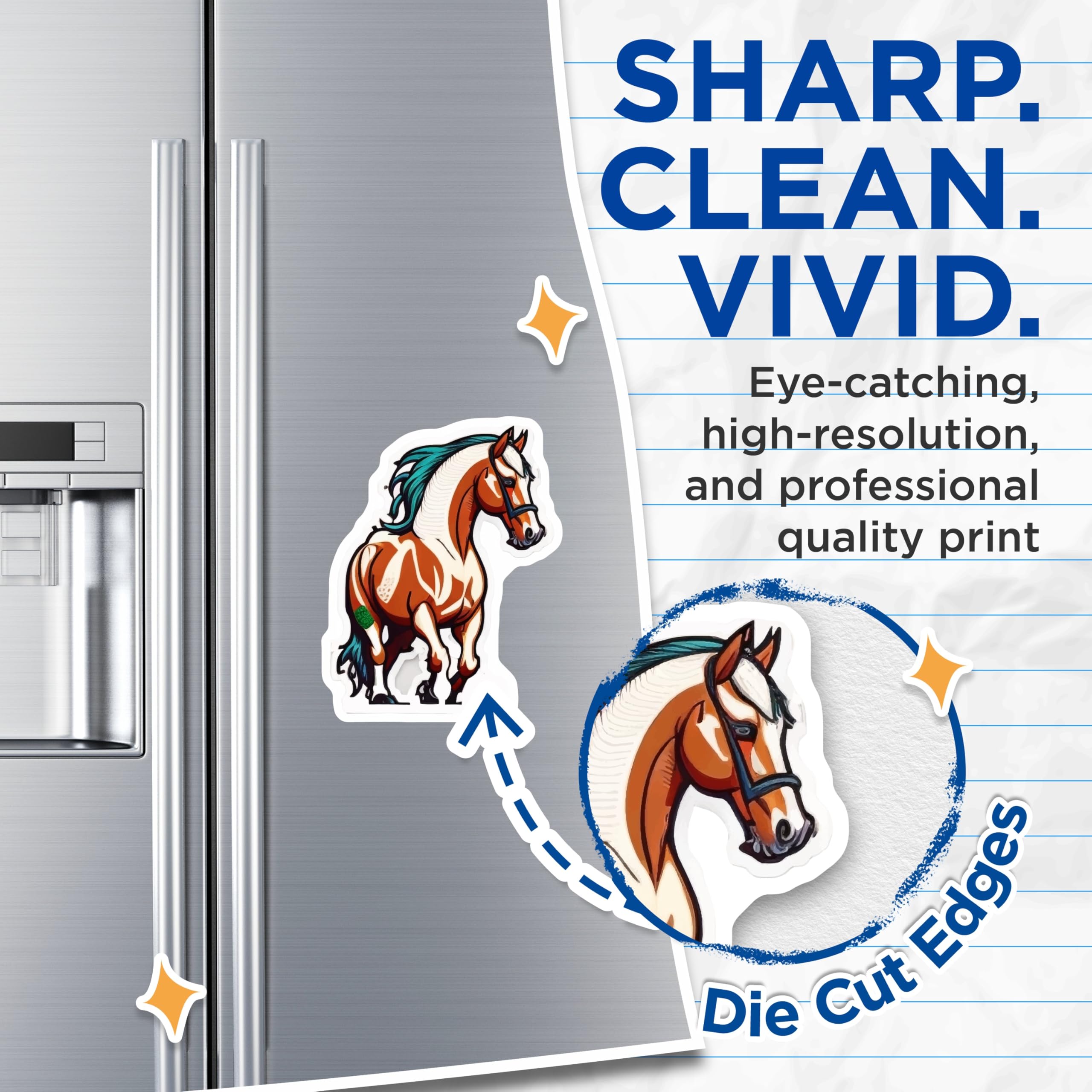 (2 Pack) Horse Magnets - Equestrian Fridge Decor - Teal Mane Equine Art - Pinto Horse Locker Magnet - 5 Inches On Longest Side - Thick Durable Magnet - Made in USA - MAG22142