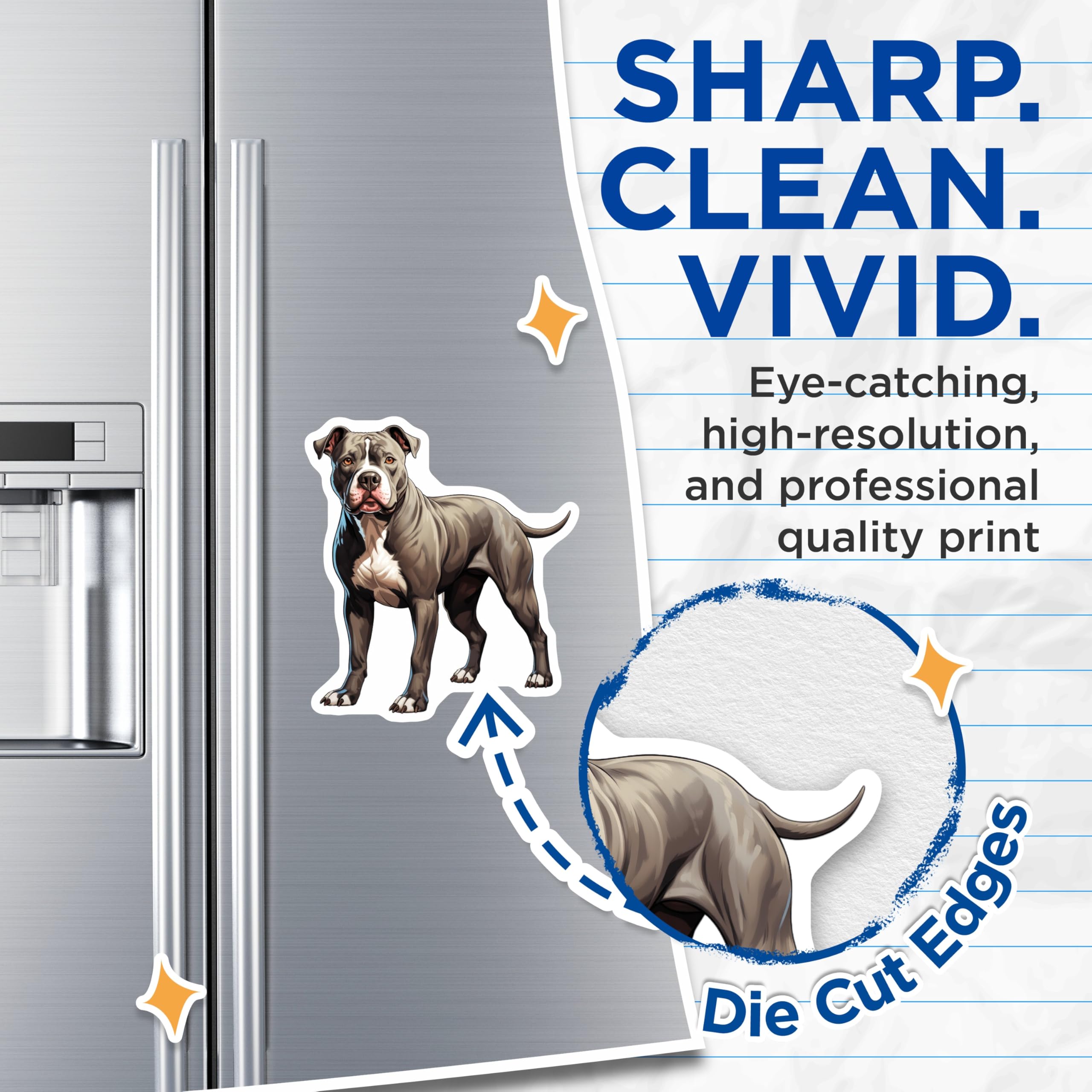 (2 Pack) Pitbull Dog Magnets - American Staffordshire Terrier - Dog Mom Pet Parent Decor - 5 Inches On Longest Side - Thick Durable Magnet - Made in USA - MAG26105