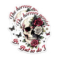 (2 Pack) Skull and Rose Stickers - The Horrors Persist But So Do I - Gothic Skull Art - Inspirational - 5" On Longest Side - Sticks to Smooth Flat Surfaces - Made in USA - BMCS7384