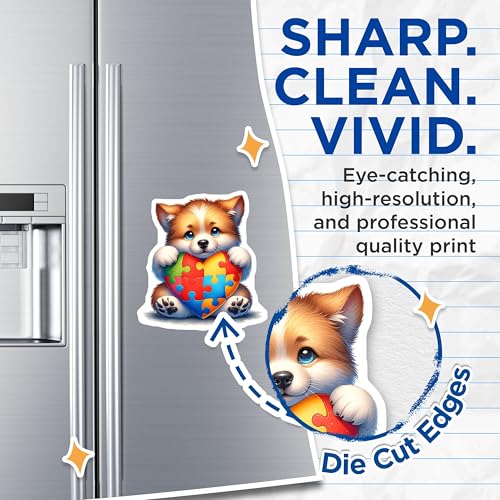 (2 Pack) Adorable Dog Magnet - Heart Puzzle Design for Refrigerator - Kitchen Decor - 5" On Longest Side - Sticks to Smooth Flat Surfaces - Made in USA - MAG9476