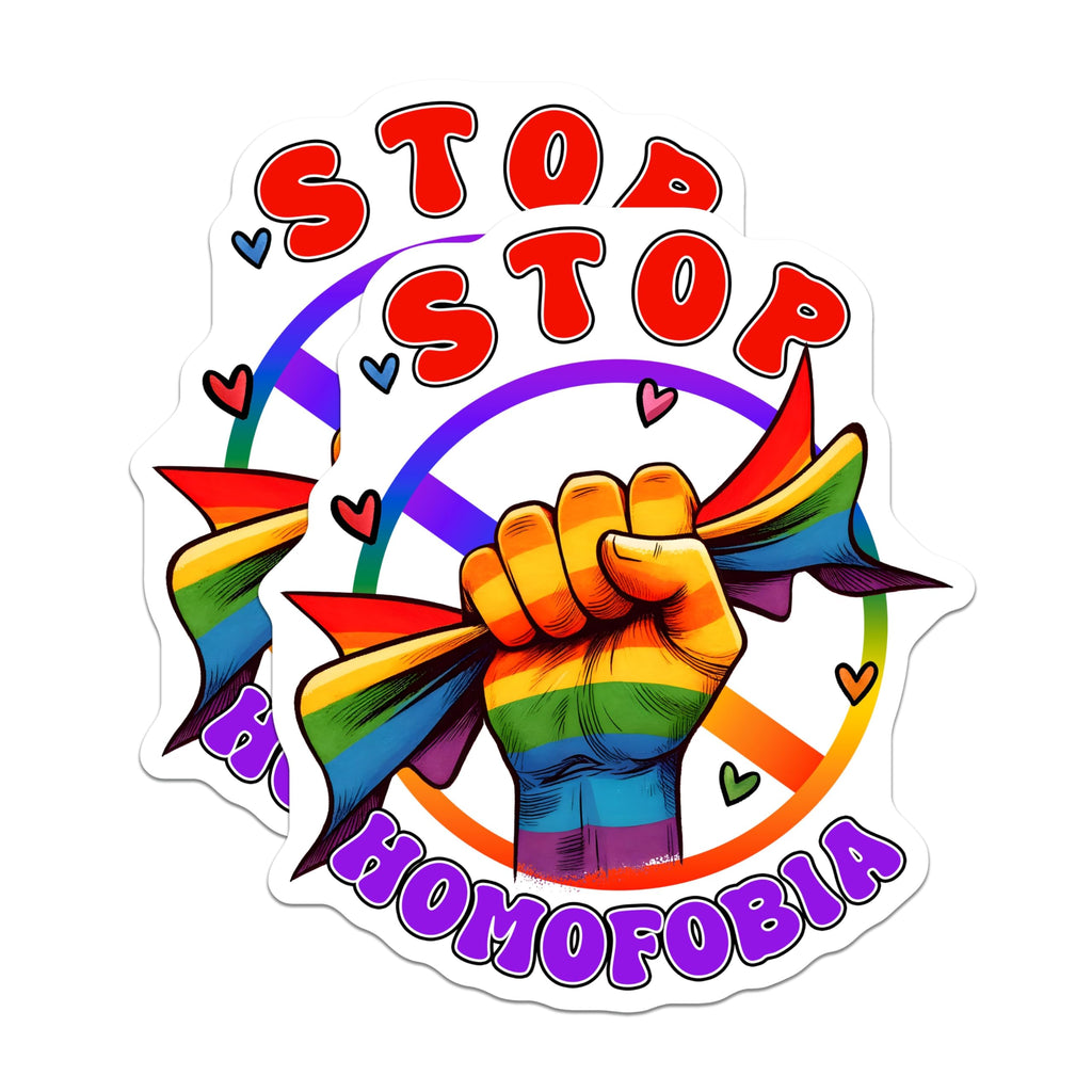 (2 Pack) Stop Homophobia Magnets - LGBTQ Pride - Equality Love Magnets - 5" On Longest Side - Premium Magnet - for Cars, Refrigerators, Toolboxes, Lockers - Made in USA - MAG16527