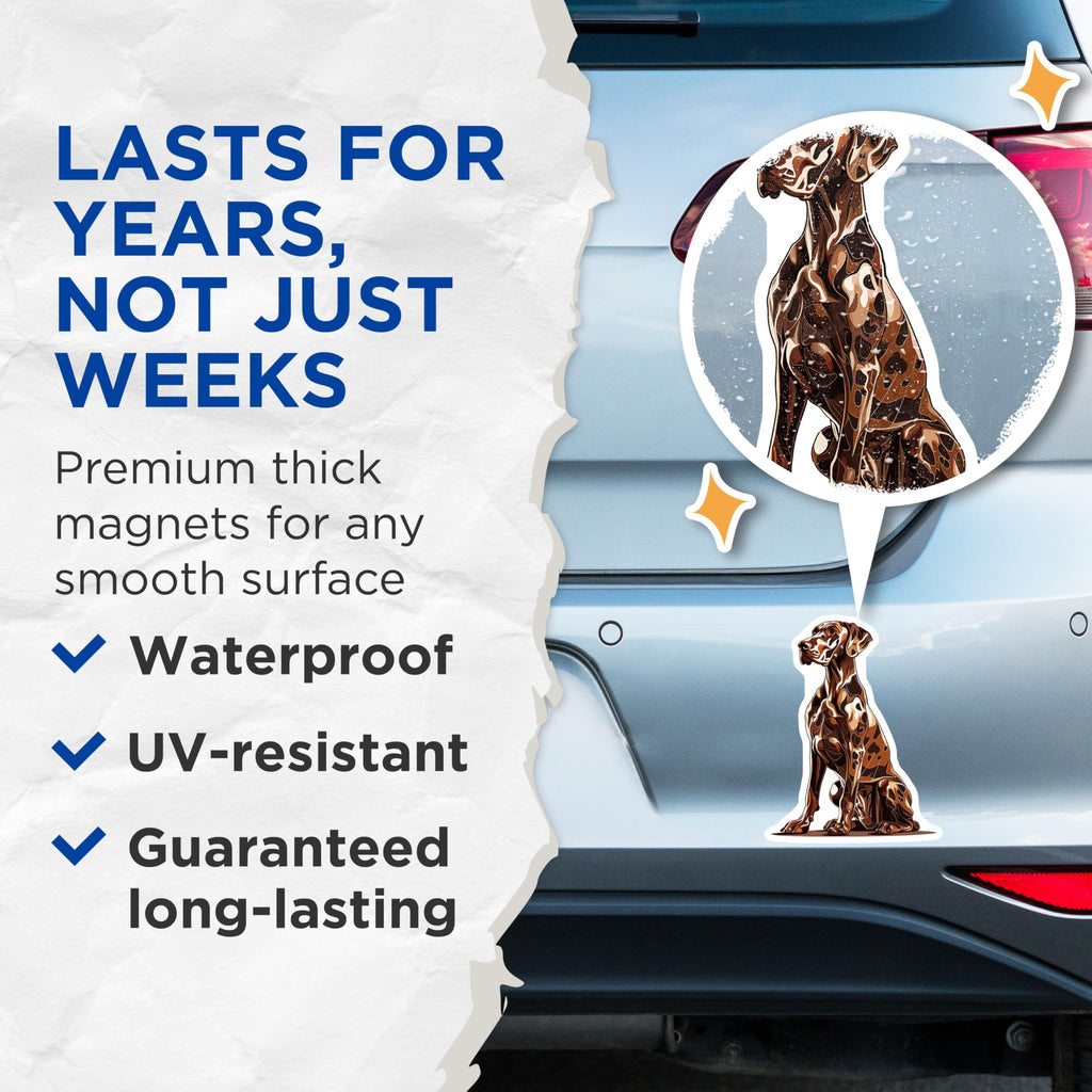 (2 Pack) Dog Magnets - Chocolate Great Dane Illustration - Pet Lover Fridge Magnets - 5" On Longest Side - Premium Magnet - for Cars, Refrigerators, Toolboxes, Lockers - Made in USA - MAG17021