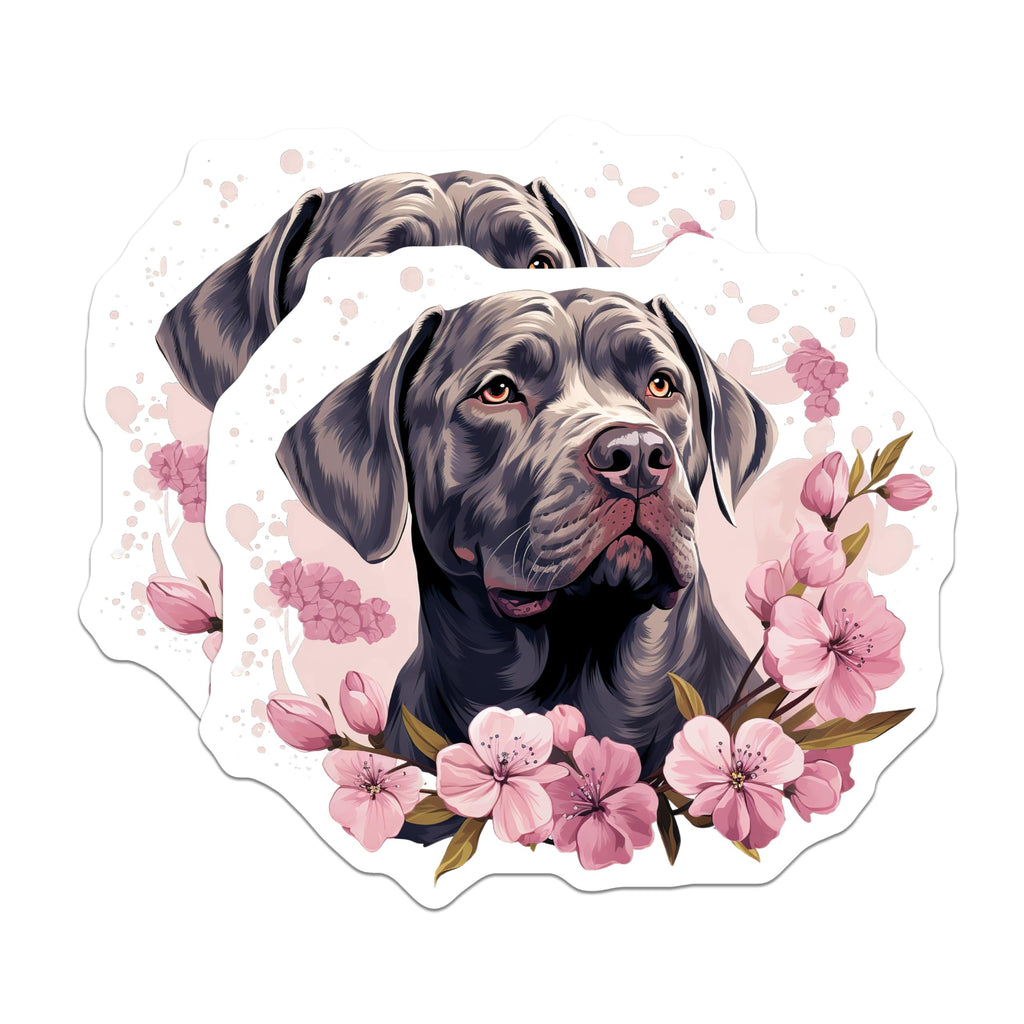 (2 Pack) Cane Corso Magnets - Majestic Dog Art - Pink Cherry Blossom Decor - Large Breed Canine Lover Fridge Accessories - 5 Inches On Longest Side - Thick Durable Magnet - Made in USA - MAG23887