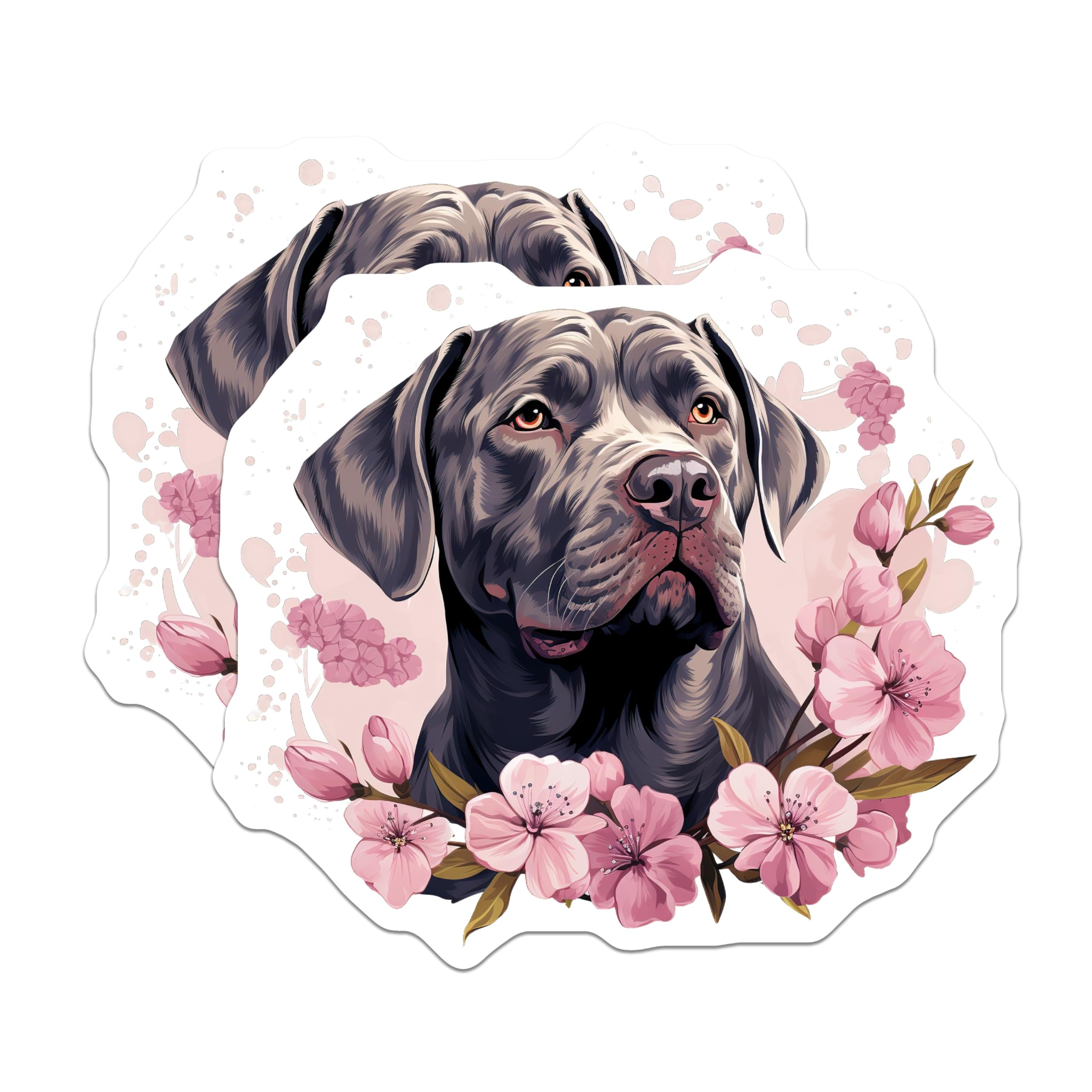 (2 Pack) Cane Corso Magnets - Majestic Dog Art - Pink Cherry Blossom Decor - Large Breed Canine Lover Fridge Accessories - 5 Inches On Longest Side - Thick Durable Magnet - Made in USA - MAG23887