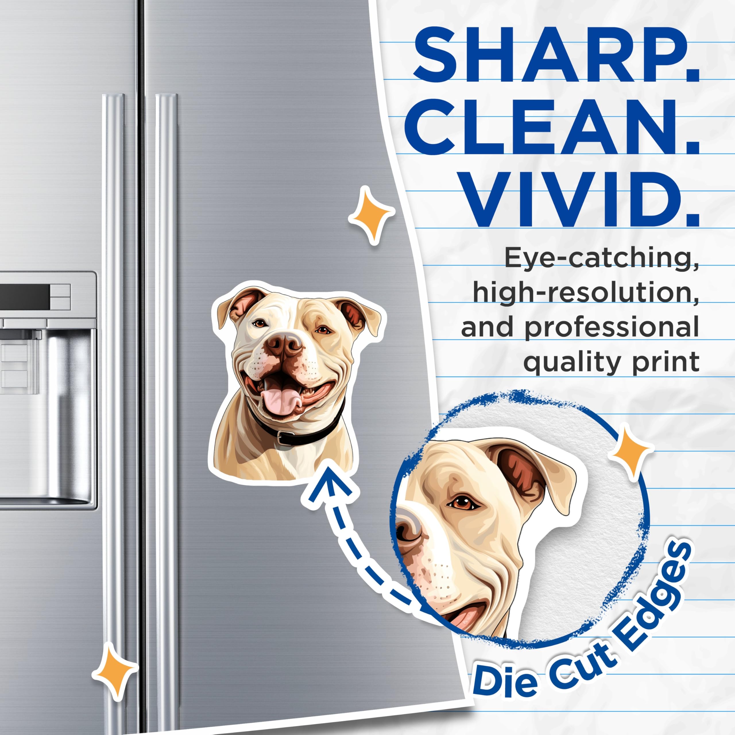 (2 Pack) Pitbull Dog Magnets - Happy Pit Bull Art - Dog Mom Refrigerator Decor - 5 Inches On Longest Side - Thick Durable Magnet - Made in USA - MAG26247
