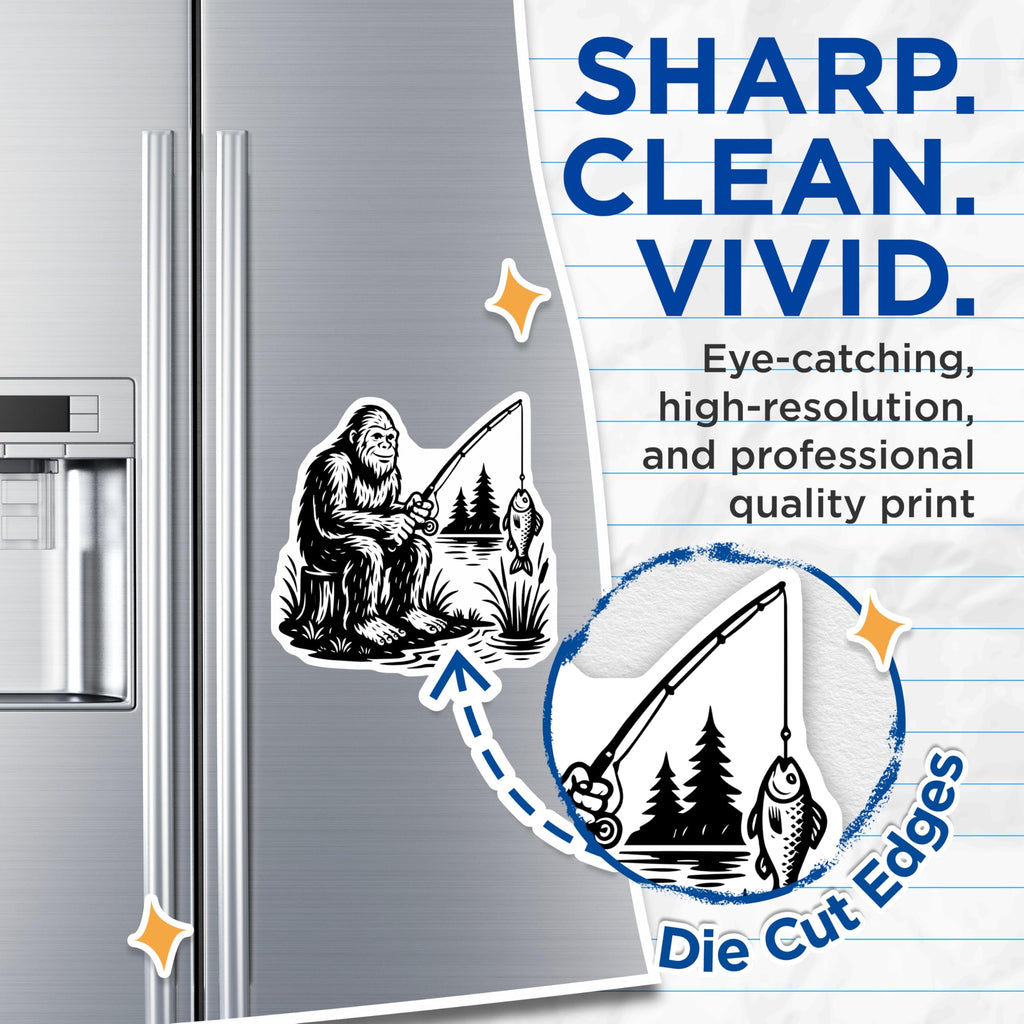 (2 Pack) Bigfoot Fishing Magnets - Sasquatch Catch of The Day - Cryptid Fisherman - 5" On Longest Side - Premium Magnet - for Cars, Refrigerators, Toolboxes, Lockers - Made in USA - MAG16852
