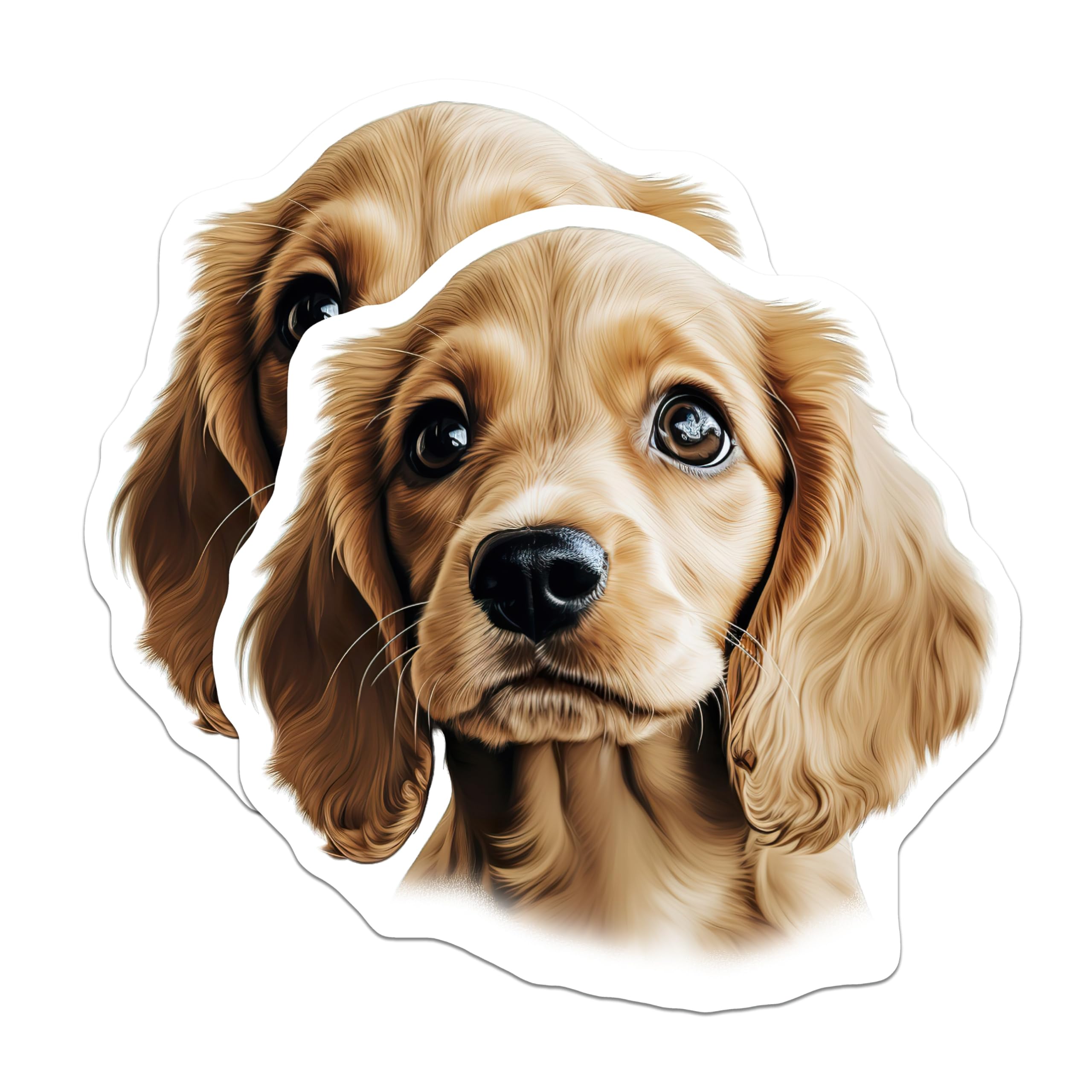 (2 Pack) Adorable Puppy Magnets - Cute Dog Art Magnet - Pet Lover Fridge Decor - Dog Mom Dad Present - 5 Inches On Longest Side - Thick Durable Magnet - Made in USA - MAG28323