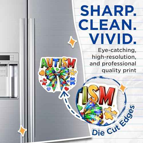 (2 Pack) Autism Awareness Magnets - Puzzle Piece Bow - Support Advocacy Decor - 5 Inches On Longest Side - Thick Durable Magnet - Made in USA - MAG27320