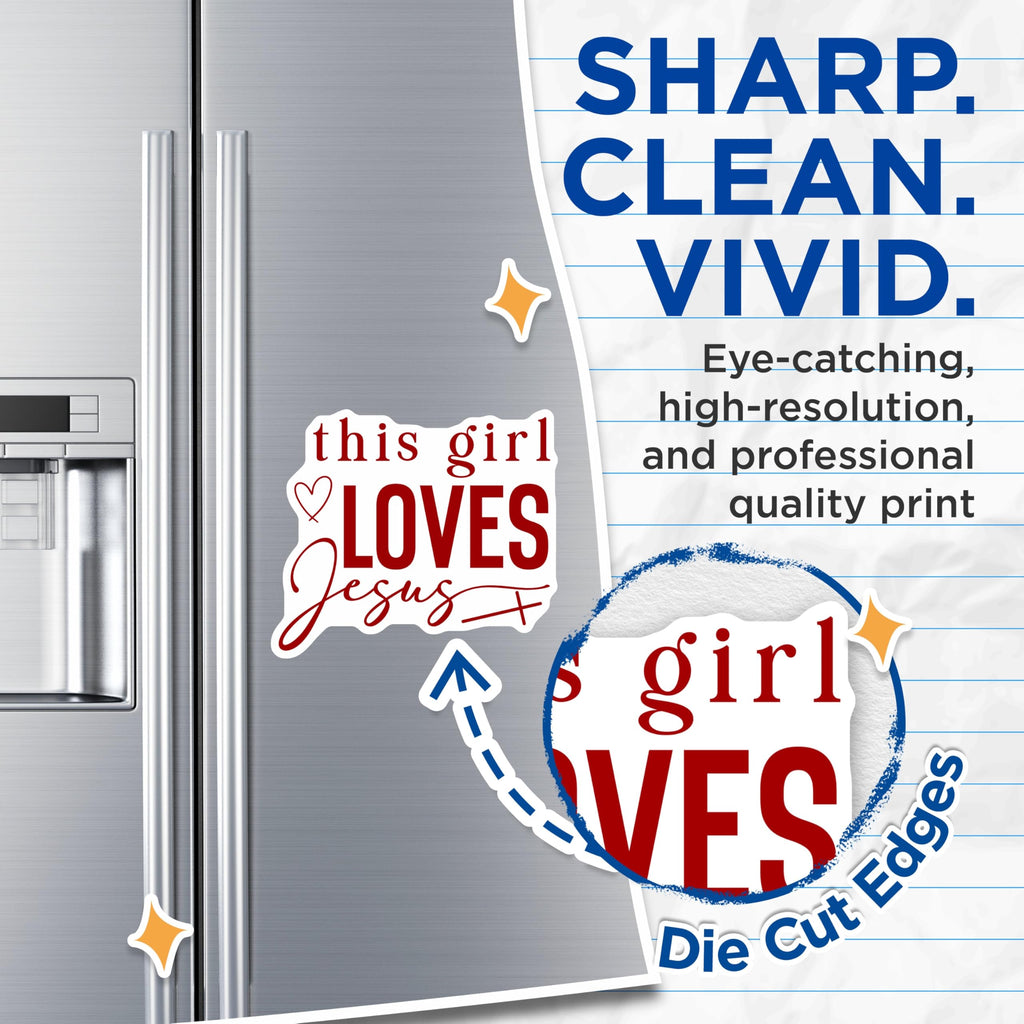 (2 Pack) This Girl Loves Jesus Magnets - Christian Faith Decor - Religious Inspiration - Spiritual Statement - 5 Inches On Longest Side - Thick Durable Magnet - Made in USA - MAG19732