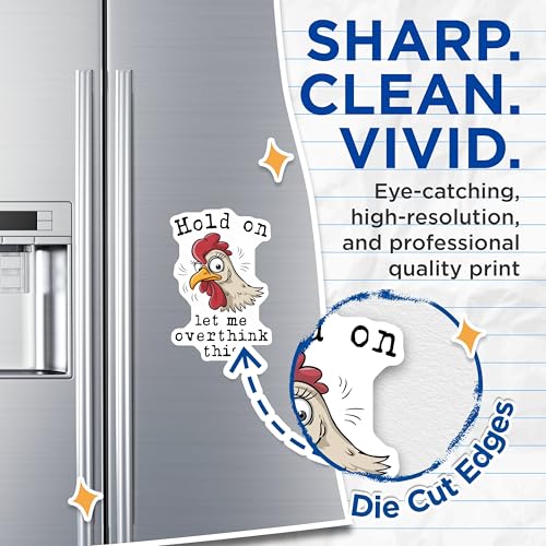 (2 Pack) Chicken Overthink This Magnets - Funny Chicken - Hilarious Kitchen Magnets - 5" On Longest Side - for Cars, Fridges, Toolboxes - Made in USA - MAG4544