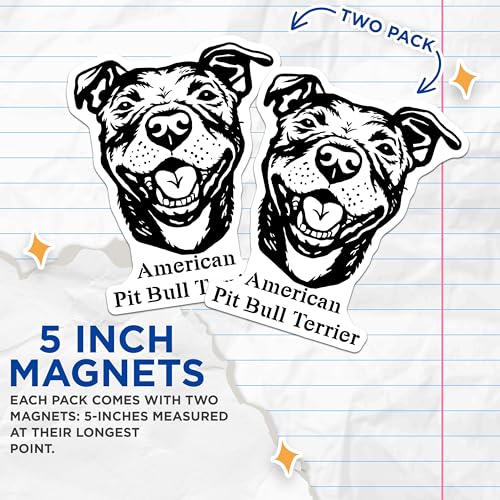 (2 Pack) American Pit Bull Terrier Magnets - Dog Lover Fridge - Pet Animal Stickers for Home - 5" On Longest Side - for Cars, Fridges, Toolboxes - Made in USA - MAG4010