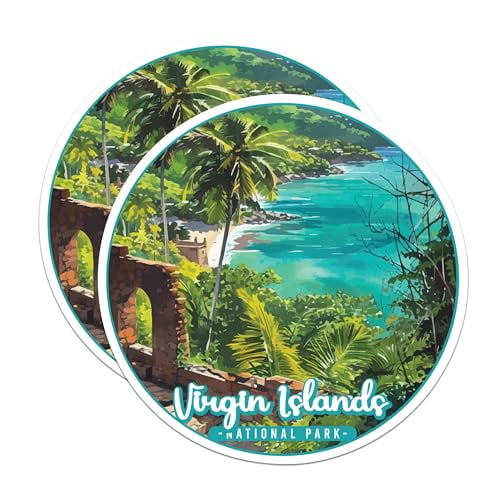 (2 Pack) Virgin Islands National Park Bumper Magnet - US National Park - Choose from 63 Parks - 5" On Longest Side - Decal for Car Bumper, Laptop, Water Bottle, Wall, and Window - MAG1614