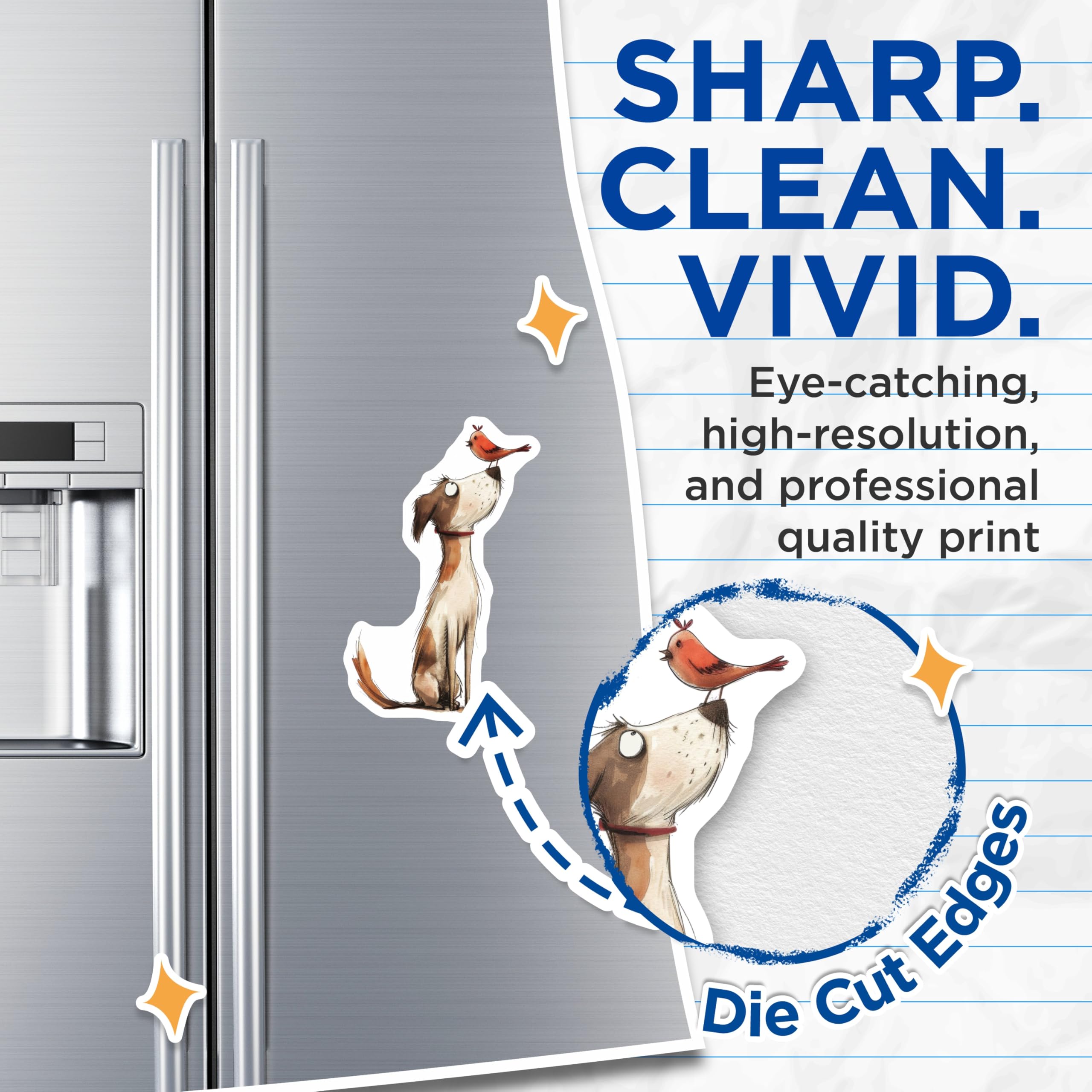 (2 Pack) Whimsical Dog Magnets - Cute Animal Art Decor - Pet Lover Refrigerator Accessories for Home - 5 Inches On Longest Side - Thick Durable Magnet - Made in USA - MAG29993