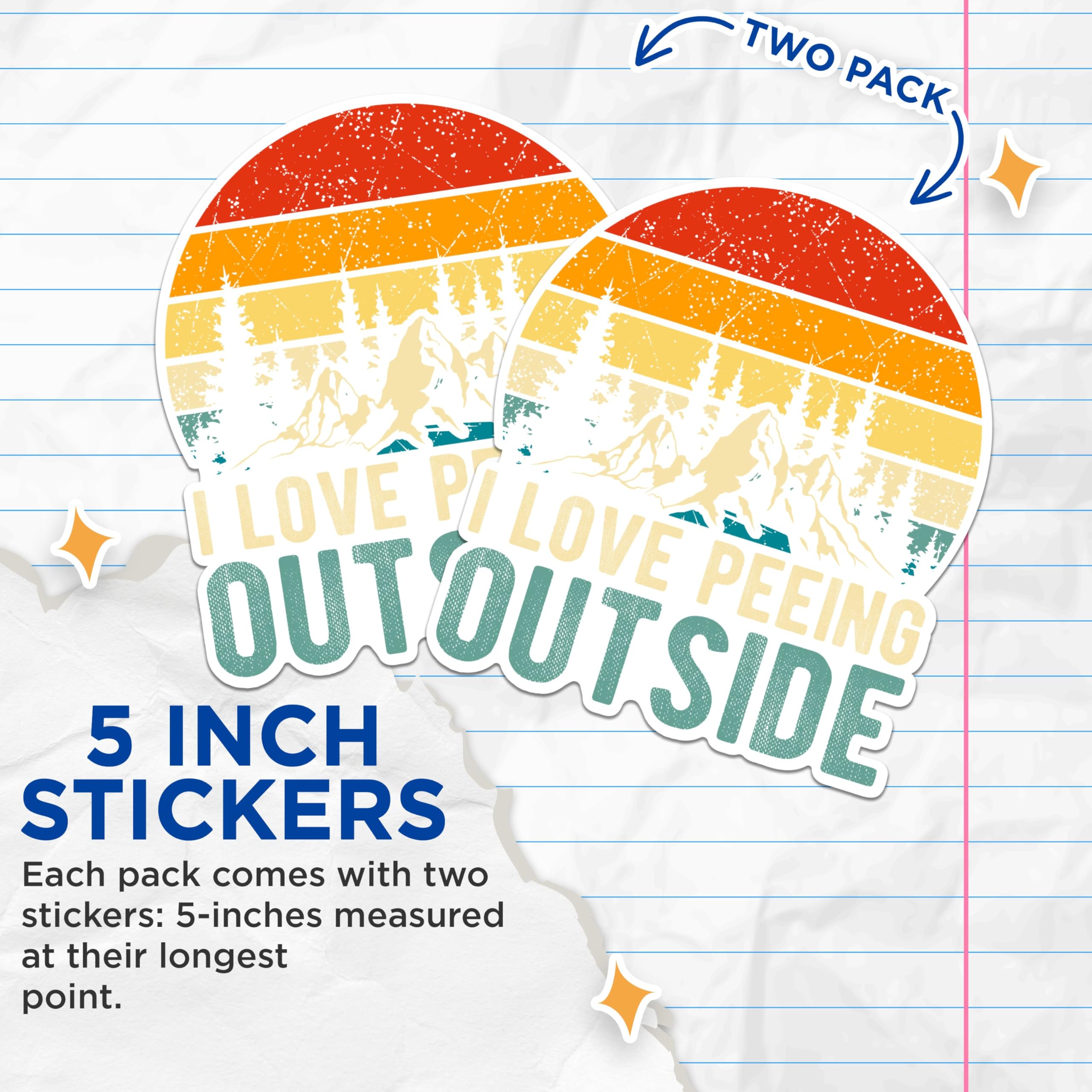 (2 Packs) I Love Peeing Outside Stickers - Nature Outdoorsman Hiking Hiker Decals - 5 Inches On Longest Side - Premium Vinyl Decal - Sticks to Any Smooth Flat Surface - Made in USA - BMCS2381