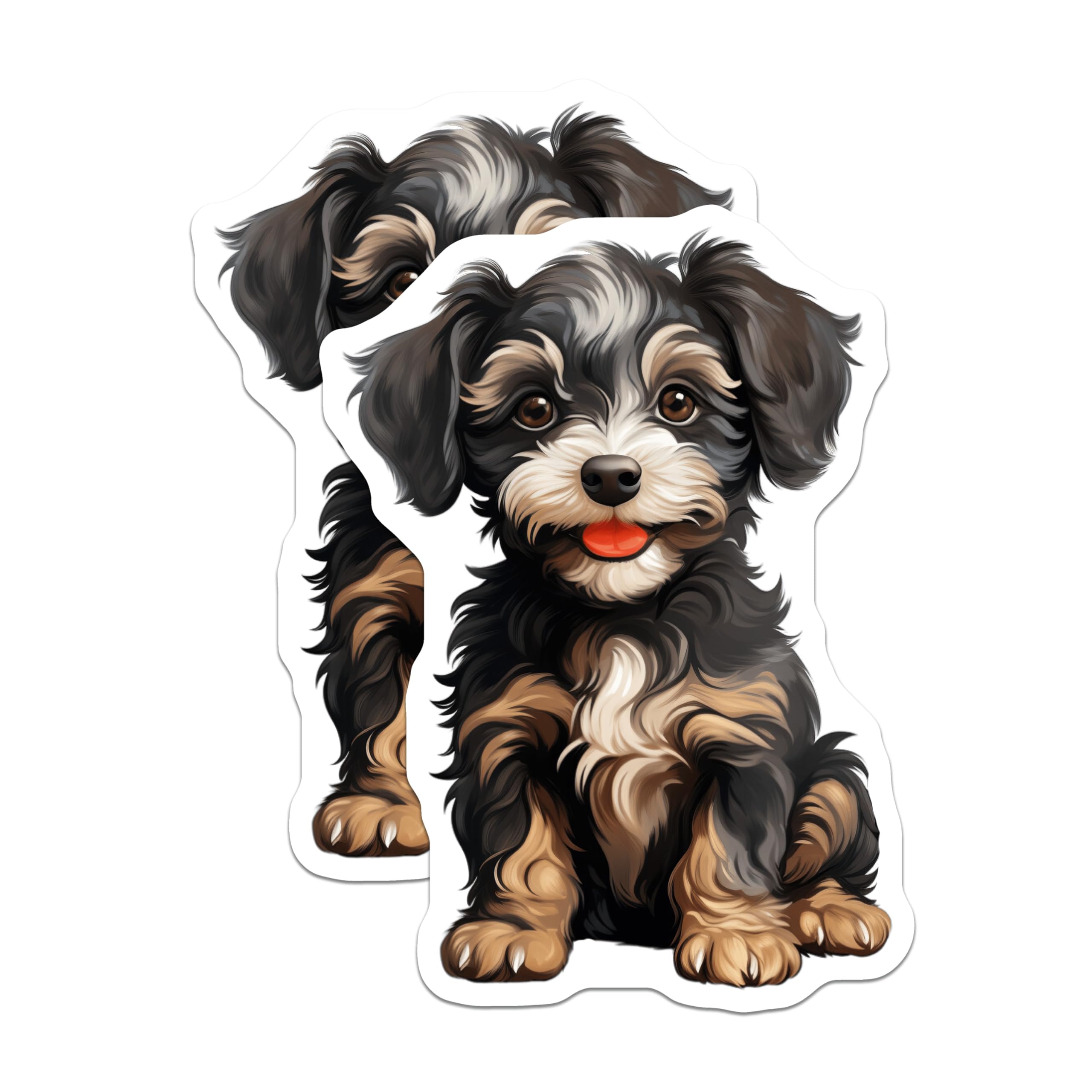 (2 Pack) Fluffy Puppy Magnets - Adorable Dog Decor - Pet Owner Kitchen - 5 Inches On Longest Side - Thick Durable Magnet - Made in USA - MAG25576
