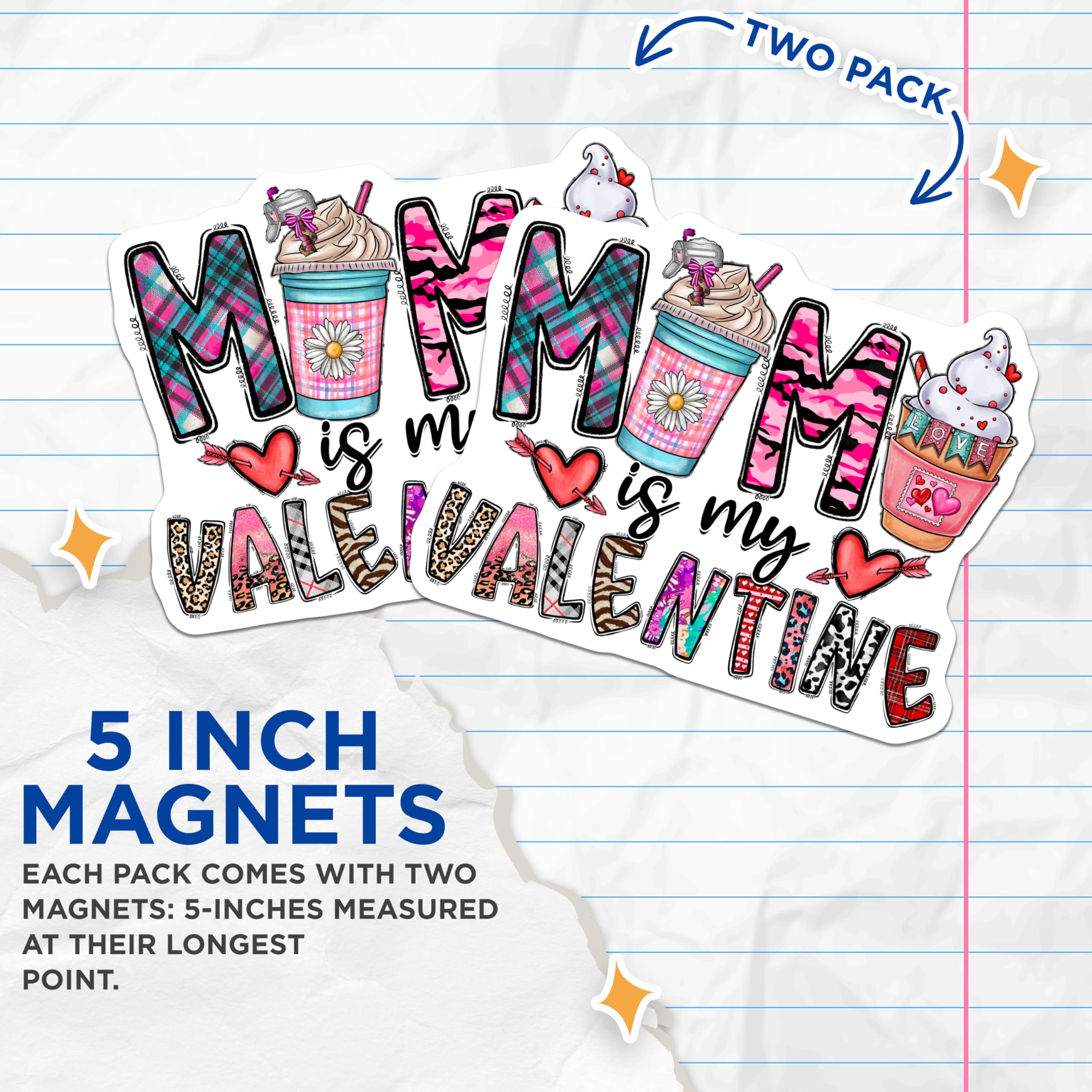(2 Pack) Mom Valentine Magnets - Mother's Day Fridge Decor - Fun Mommy Appreciation Style - 5 Inches On Longest Side - Thick Durable Magnet - Made in USA - MAG28669