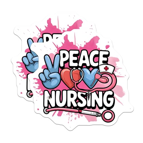 (2 Pack) Peace Nursing Magnets - Heart Nursing Decor - Nurse Life Stethoscope - 5" On Longest Side - for Cars, Fridges, Toolboxes - Made in USA - MAG7058