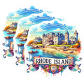 (3 Pack) Rhode Island Decals - Coastal Landscape - Laptop Decals- 3 Inches On Longest Side - Easy Peel & Apply - Made in USA - 3MCS5556