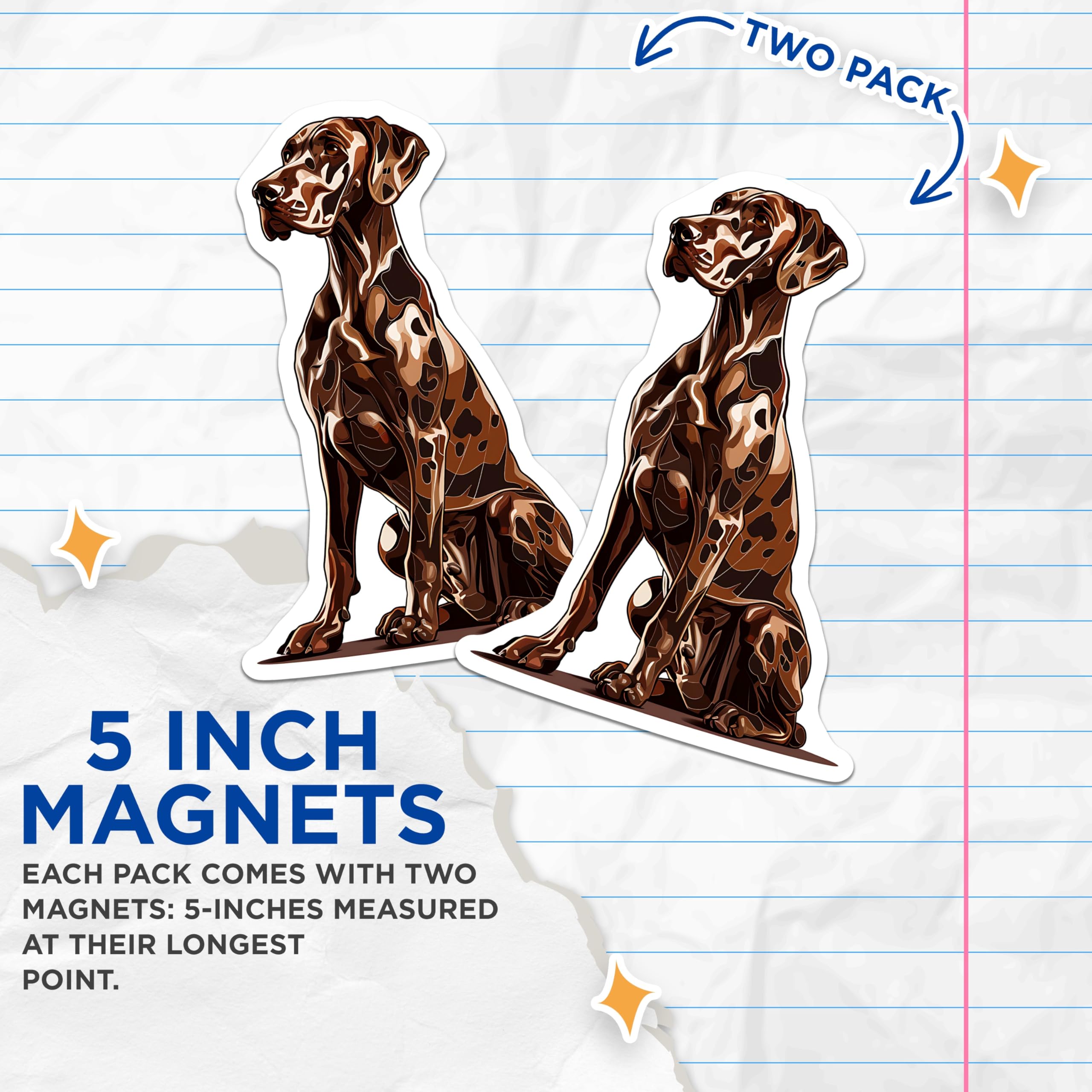 (2 Pack) Dog Magnets - Chocolate Great Dane Illustration - Pet Lover Fridge Magnets - 5" On Longest Side - Premium Magnet - for Cars, Refrigerators, Toolboxes, Lockers - Made in USA - MAG17021