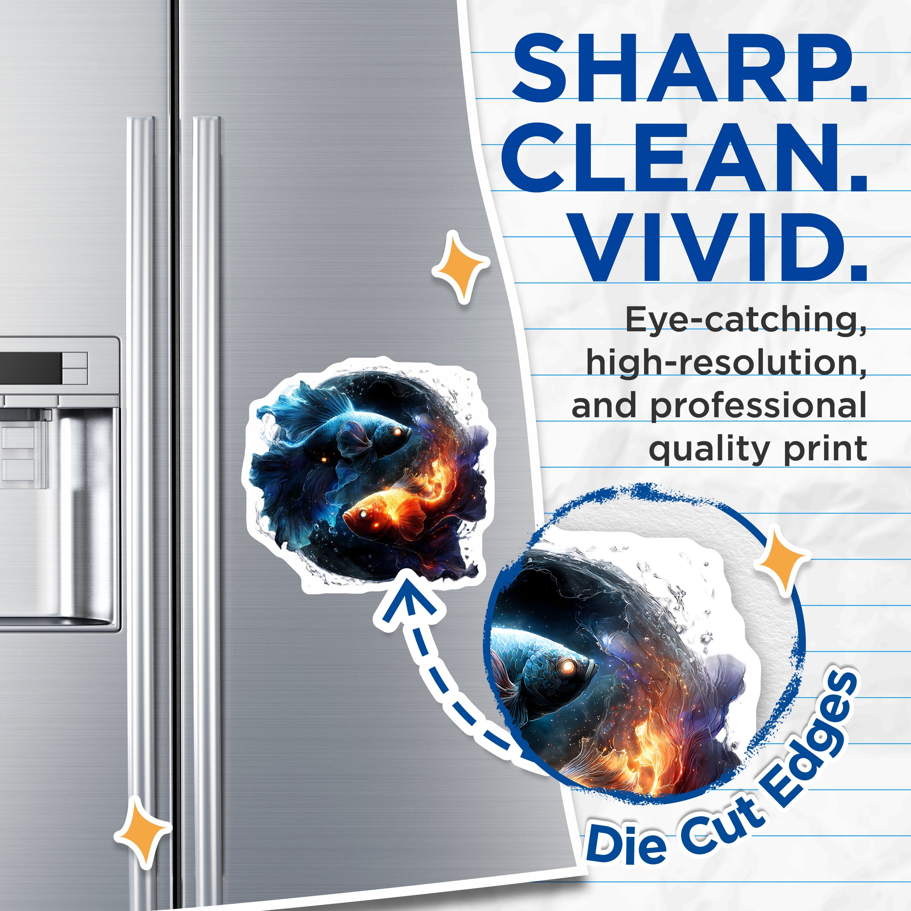 (2 Pack) Cosmic Betta Fish Magnets - Yin Yang Celestial Fridge Decor - Spiritual Balance Art Home Accessory - 5 Inches On Longest Side - Thick Durable Magnet - Made in USA - MAG39874