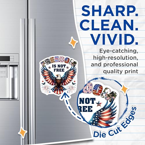 (2 Pack) Patriotic Bald Eagle Magnets - Freedom is Not Free - Independence Day - USA Eagle Decor - 5" On Longest Side - for Cars, Fridges, Toolboxes - Made in USA - MAG7405