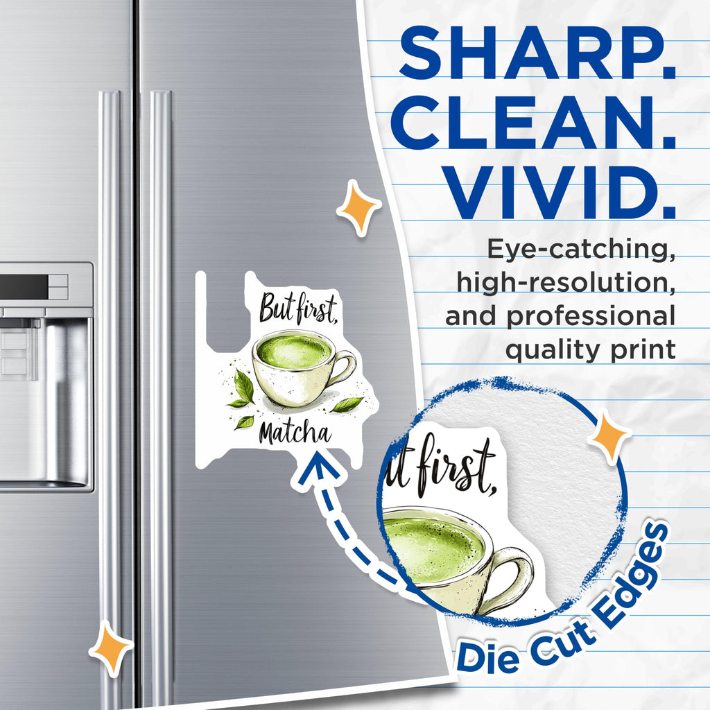 (2 Pack) But First Matcha Magnets - Coffee Lover Magnets - Kitchen Decor Magnets for Fridge - 5" On Longest Side - for Cars, Refrigerators, Toolboxes, Lockers - Made in USA BMCS3529