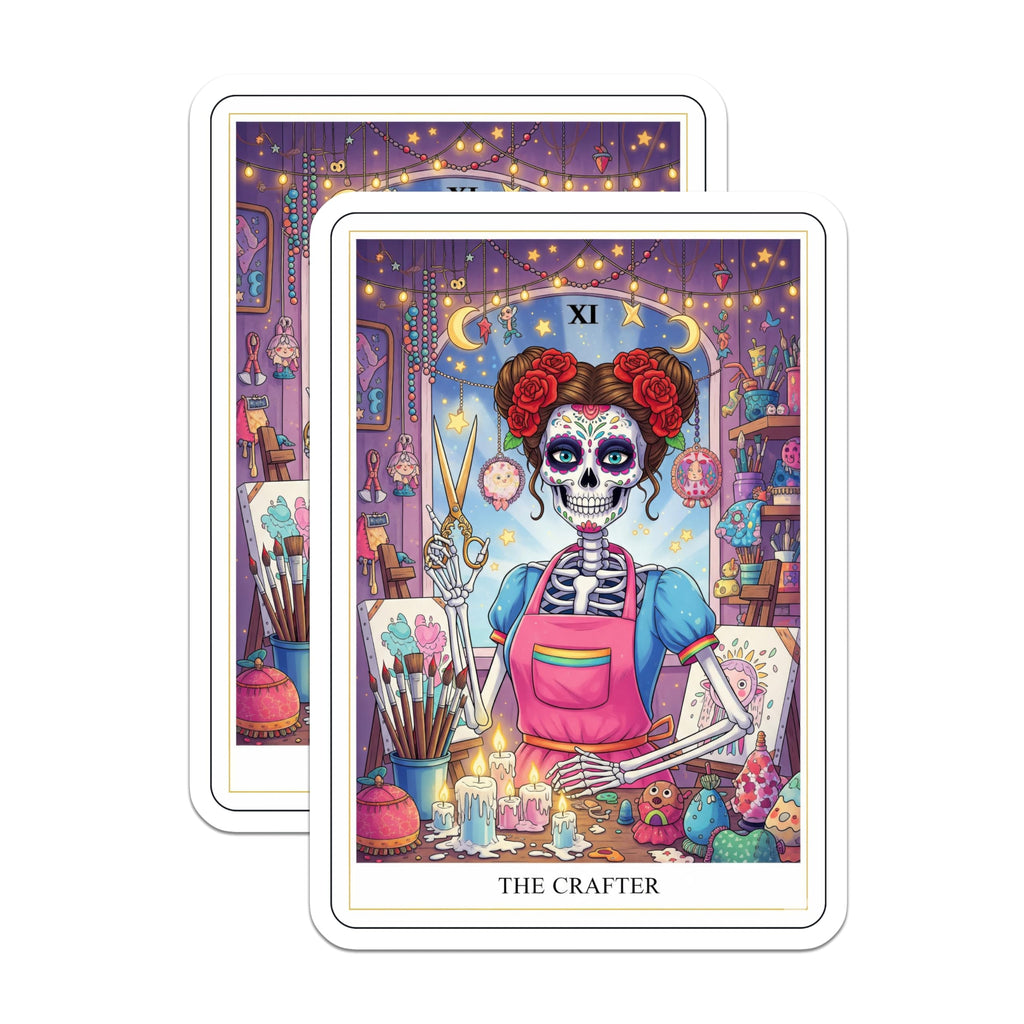 (2 Pack) The Crafter Magnets - Sugar Skull Decor - Tarot Card Illustration - 5" On Longest Side - Premium Magnet - for Cars, Refrigerators, Toolboxes, Lockers - Made in USA - MAG15542