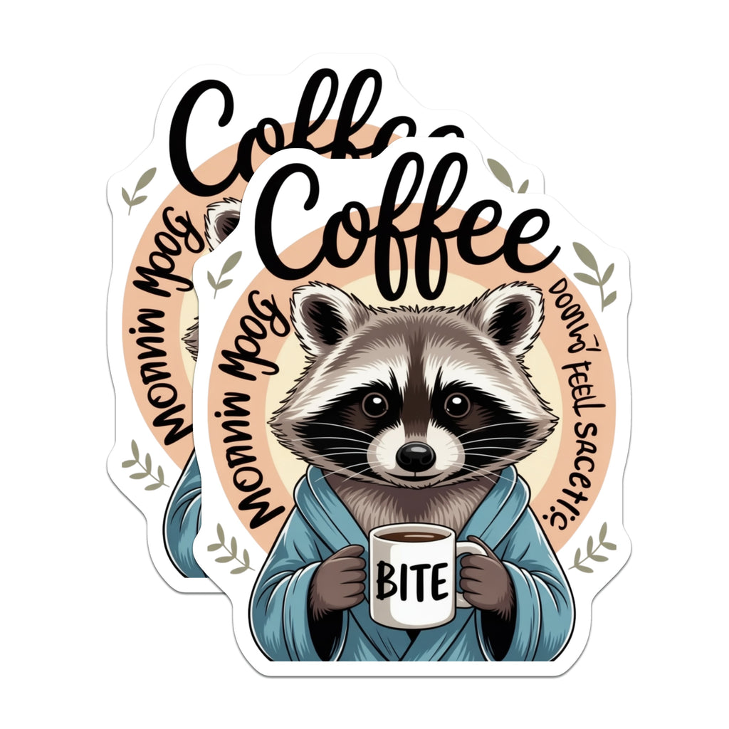 (2 Pack) Funny Raccoon Coffee Magnets - Sarcastic Morning Mood Fridge Decor - Animal Lover Kitchen Accent - 5 Inches On Longest Side - Thick Durable Magnet - Made in USA - MAG37936