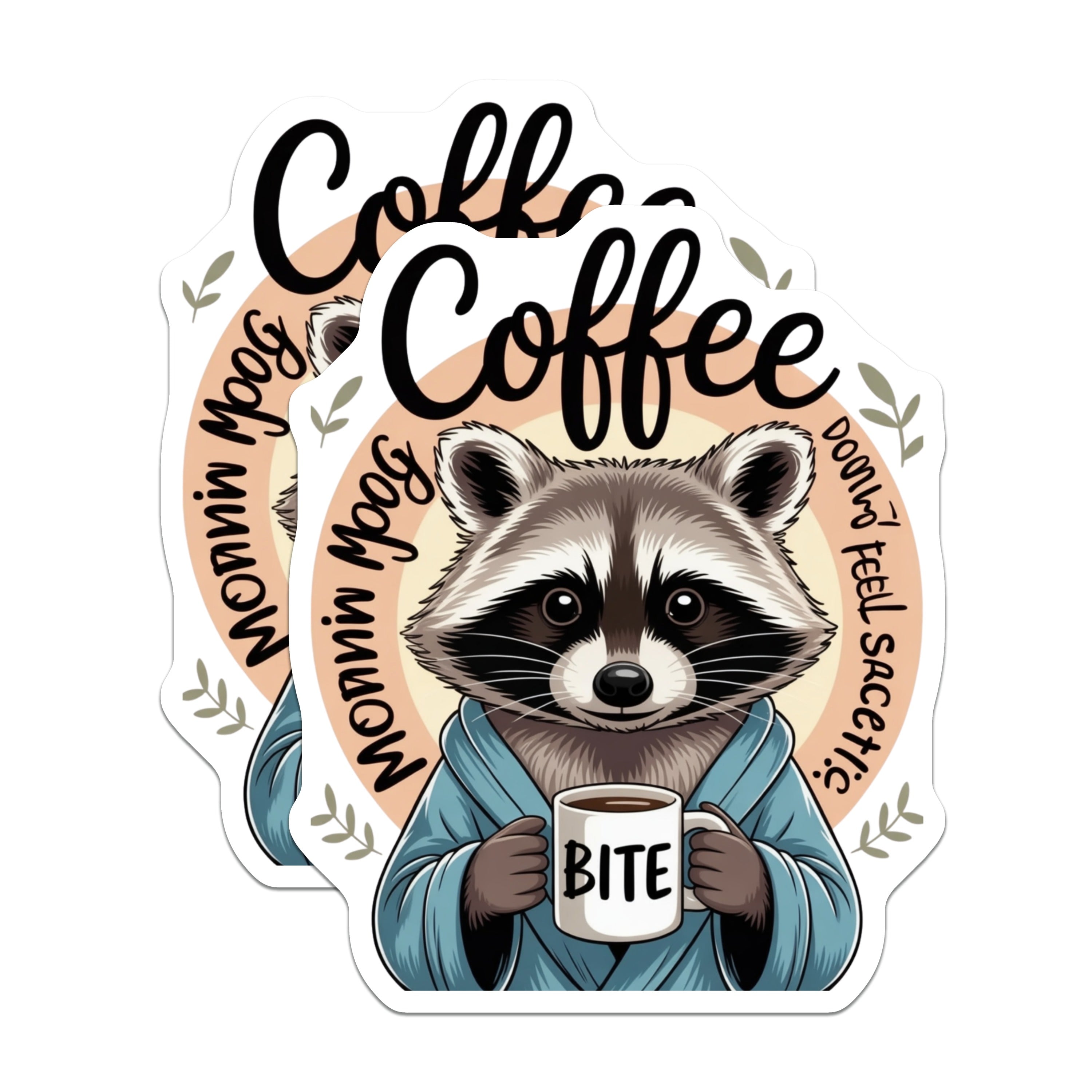 (2 Pack) Funny Raccoon Coffee Magnets - Sarcastic Morning Mood Fridge Decor - Animal Lover Kitchen Accent - 5 Inches On Longest Side - Thick Durable Magnet - Made in USA - MAG37936