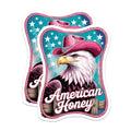 (2 Pack) Bald Eagle Magnets - Pink Cowboy Hat Decor - American Honey Design - Western Country Aesthetic - Patriotic USA Bird - 5 Inches On Longest Side - Thick Durable Magnet - Made in USA - MAG22519
