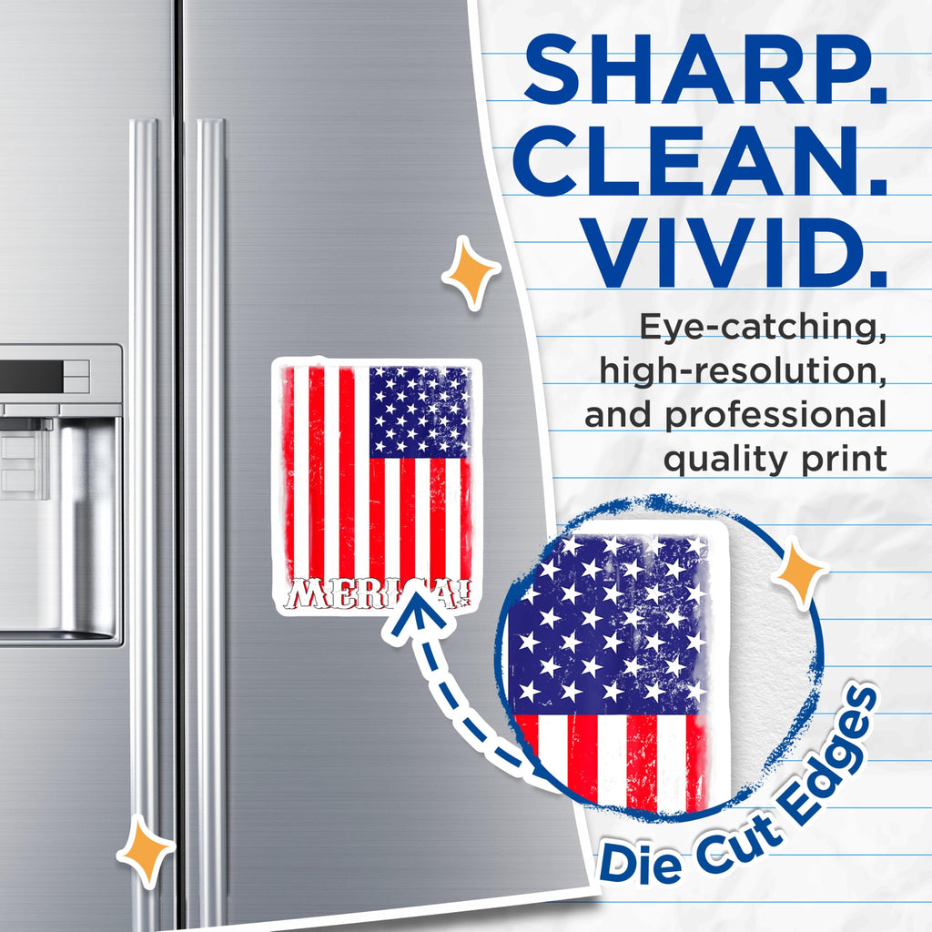 (2 Pack) Distressed American Flag Magnets - USA Patriotic Decor - Merica Fridge Accessories - 5 Inches On Longest Side - Thick Durable Magnet - Made in USA - MAG30167
