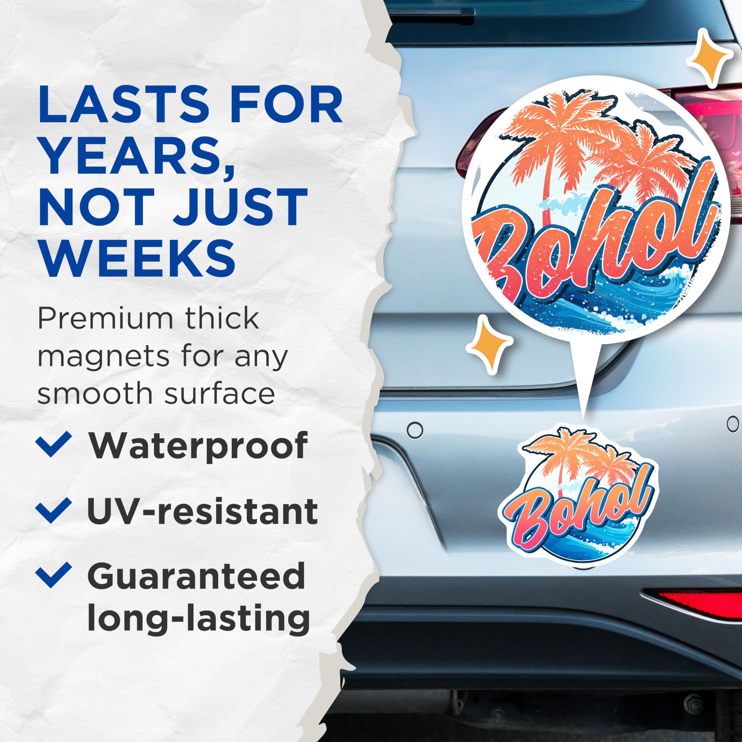 (2 Pack) Bohol Philippines Magnets - Travel Souvenir - Beach Island Fridge Decor - 5" On Longest Side - Premium Magnet - for Cars, Refrigerators, Toolboxes, Lockers - Made in USA - MAG17345