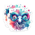 (2 Pack) Aries Zodiac Stickers - Horoscope Sticker Decals - Astrology Watercolor Art - 5" On Longest Side - Sticks to Smooth Flat Surfaces - Made in USA - BMCS6461