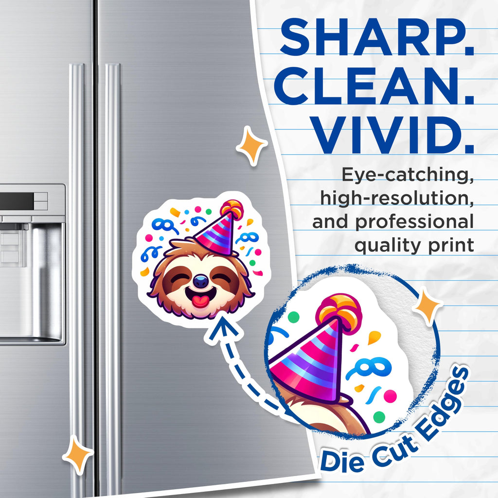 (2 Pack) Party Sloth Magnets - Birthday Celebration - Happy Animal Decor - 5 Inches On Longest Side - Thick Durable Magnet - Made in USA - MAG20878