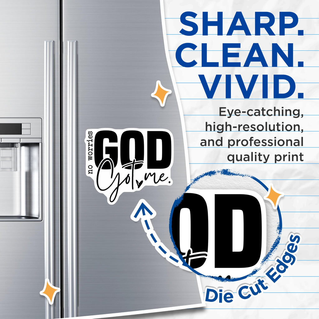 (2 Pack) No Worries God Got Me Magnets - Christian Scripture Decor - Inspirational Faith Refrigerator Magnets - 5 Inches On Longest Side - Thick Durable Magnet - Made in USA - MAG29390
